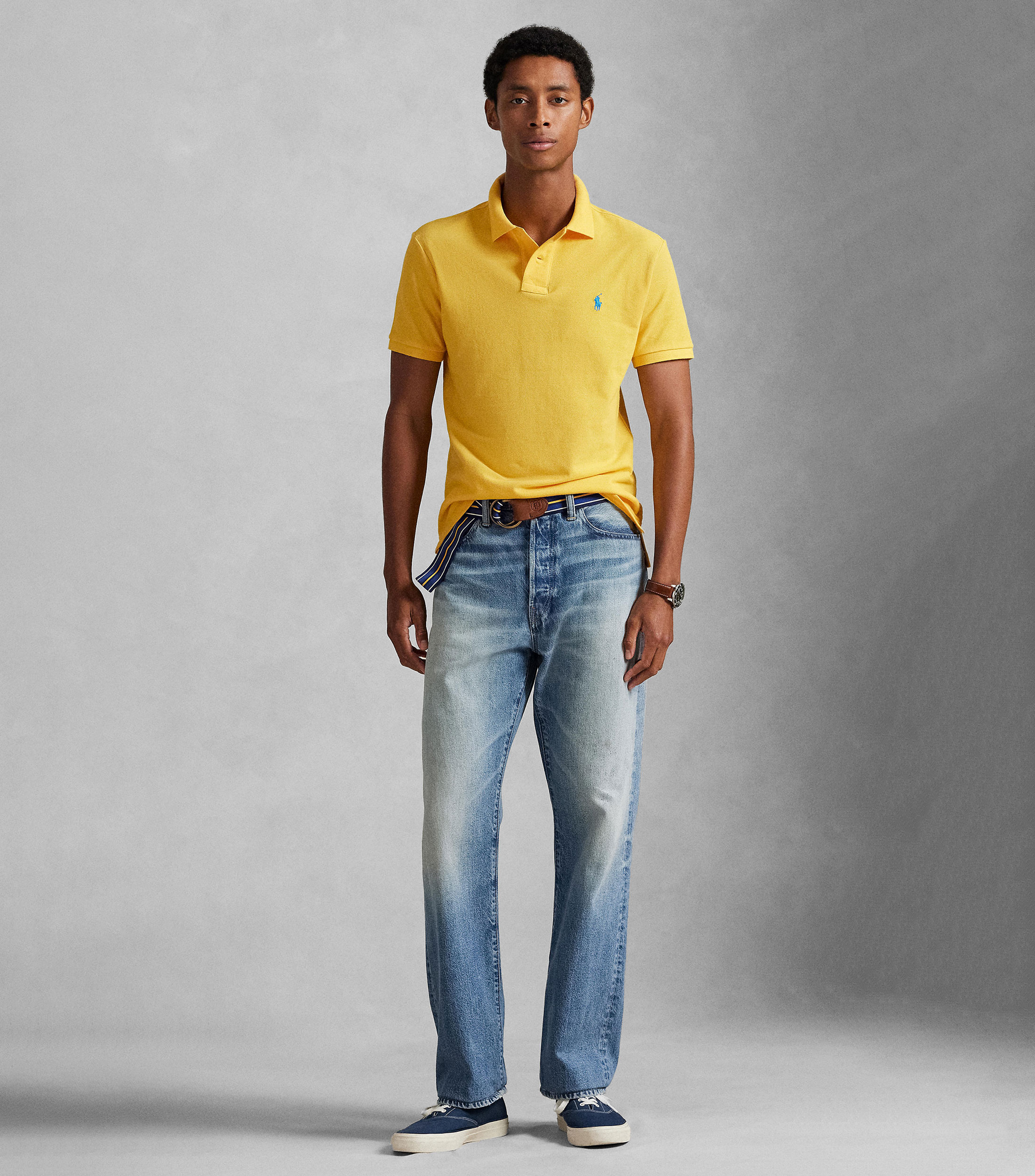 Playera tipo polo manga corta diseño sólido Hombre