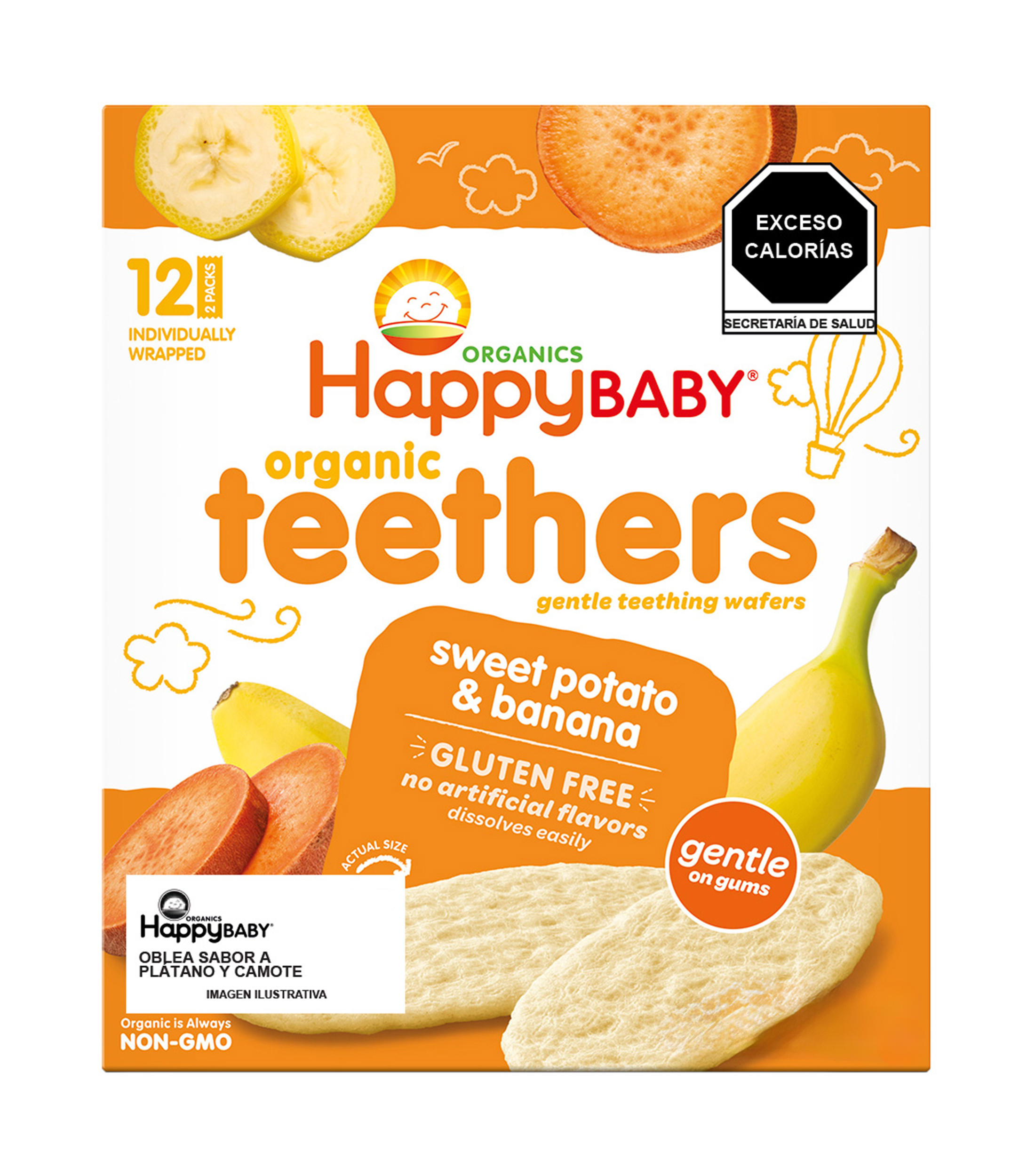 Happy Baby Teethers Oblea Platano y Camote, 48 g