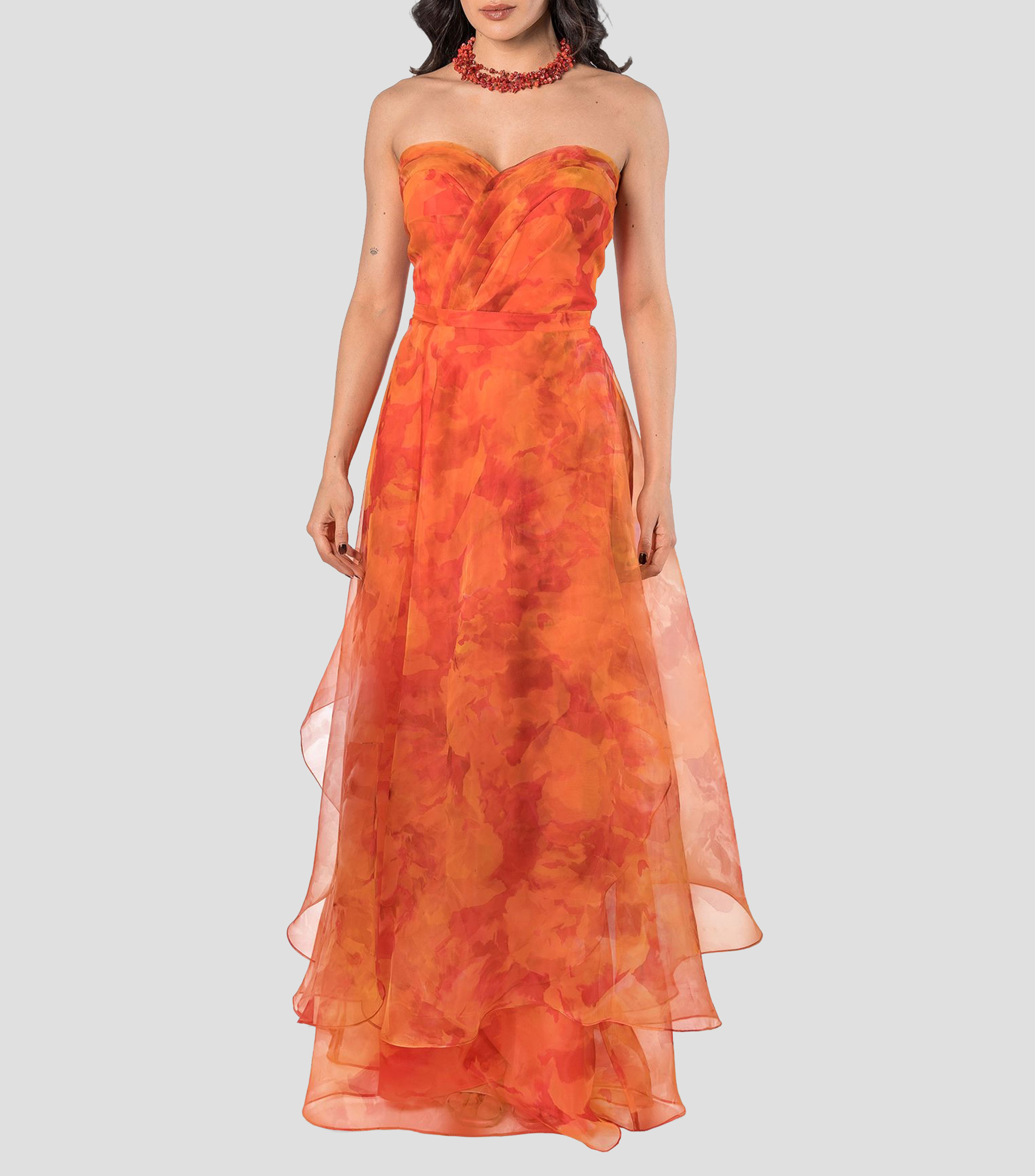 Vestido largo con estampado Mujer
