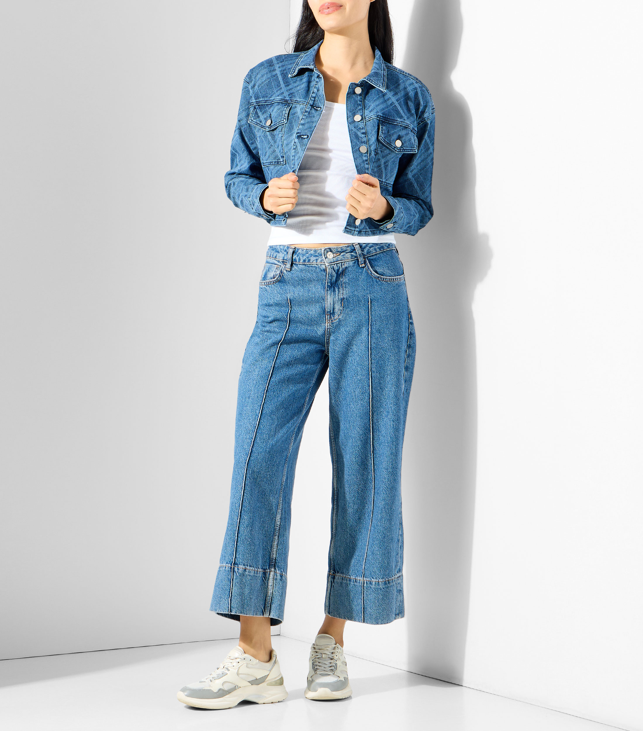 Top cuello redondo sin mangas liso Mujer