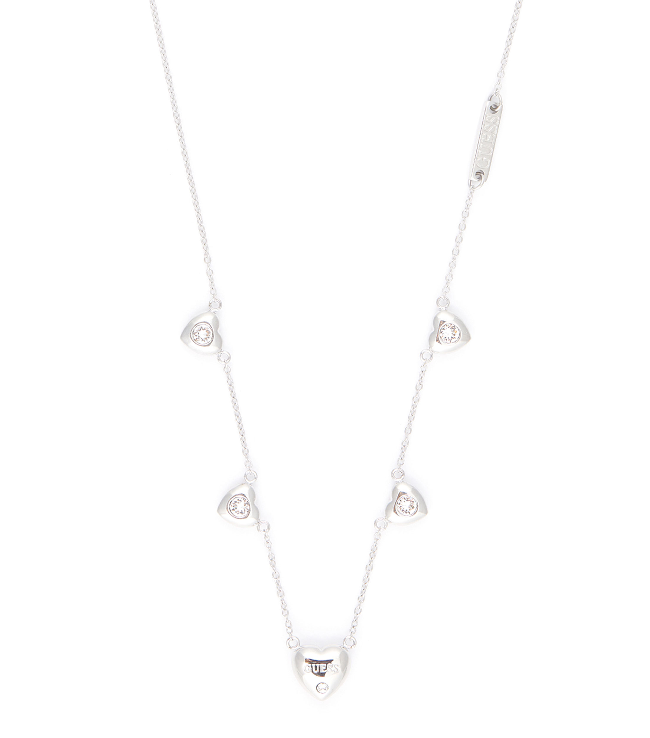 GUESS Silver-Tone Pavé & Quatro G Logo Collar Necklace, 18