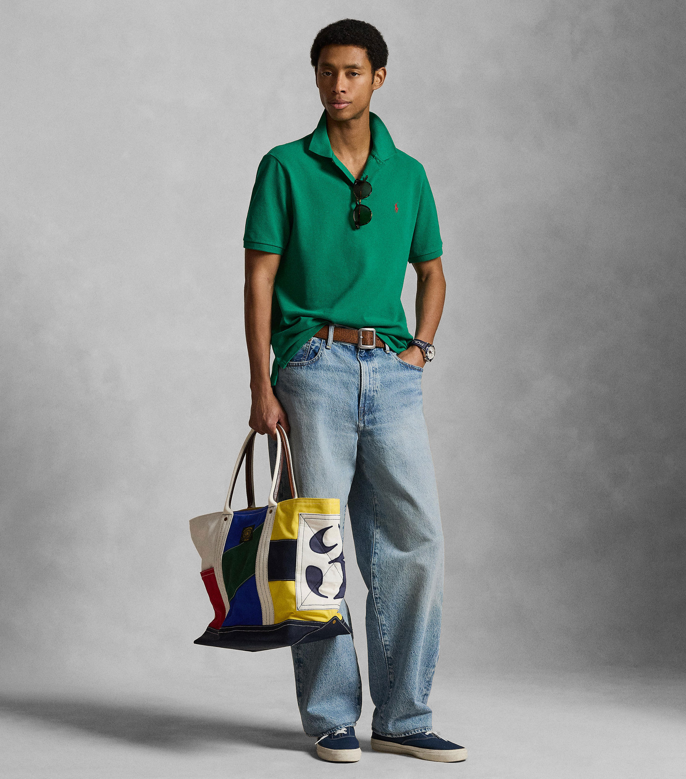 Playera polo manga corta sólida Hombre