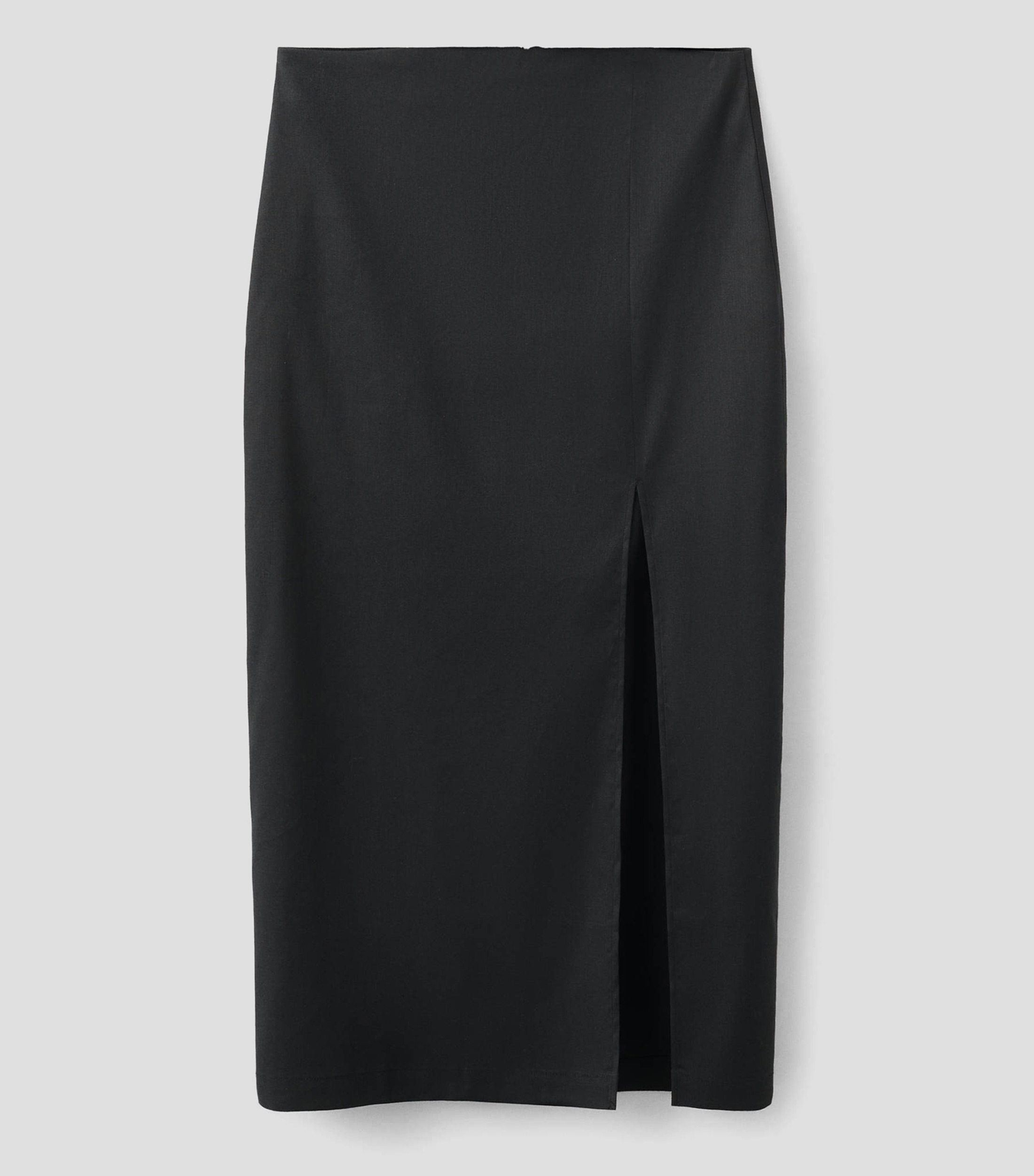Falda midi de corte recto lisa Mujer
