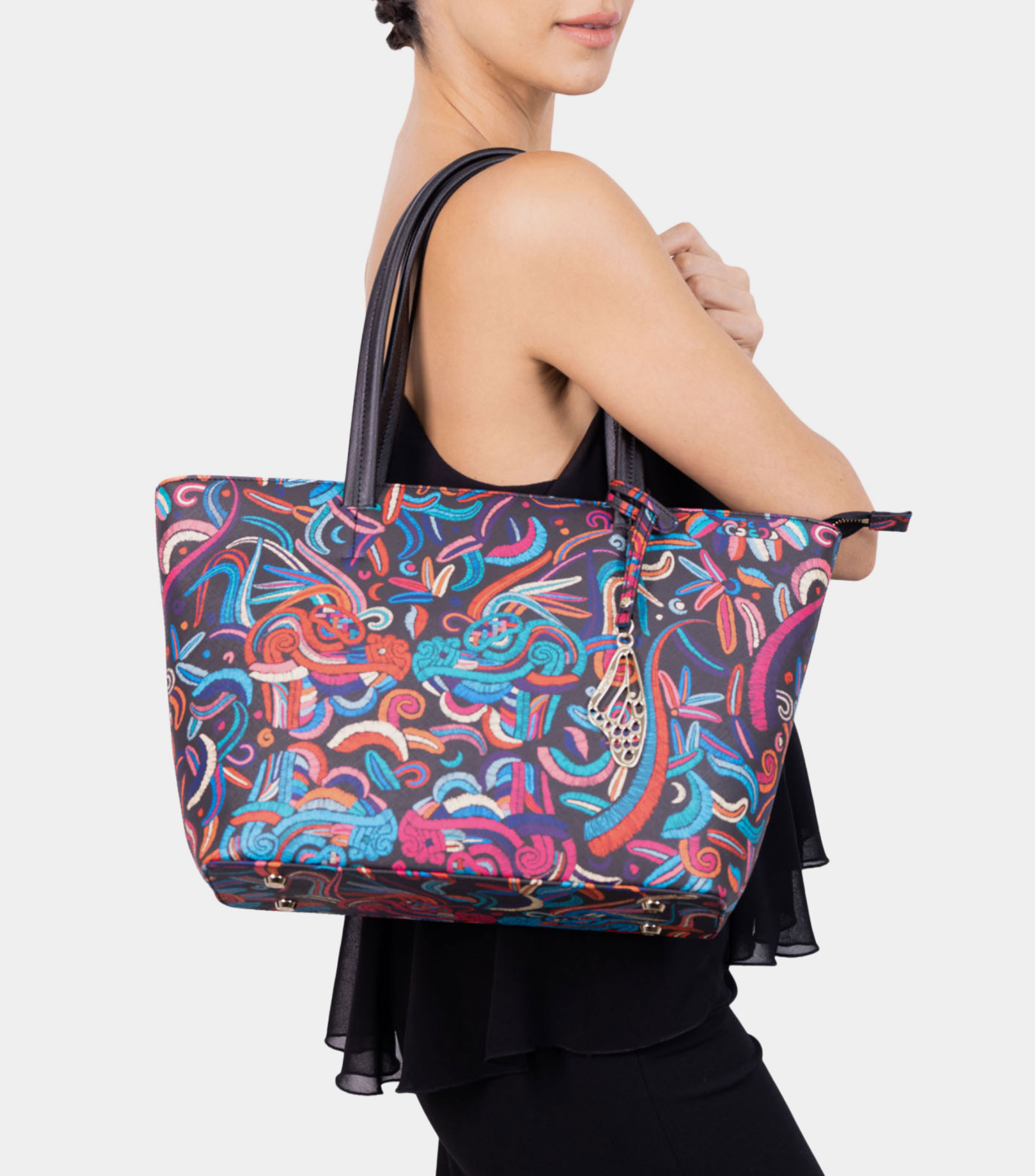 Bolsa tote multicolor K'iin Quetzalcóatl Mujer