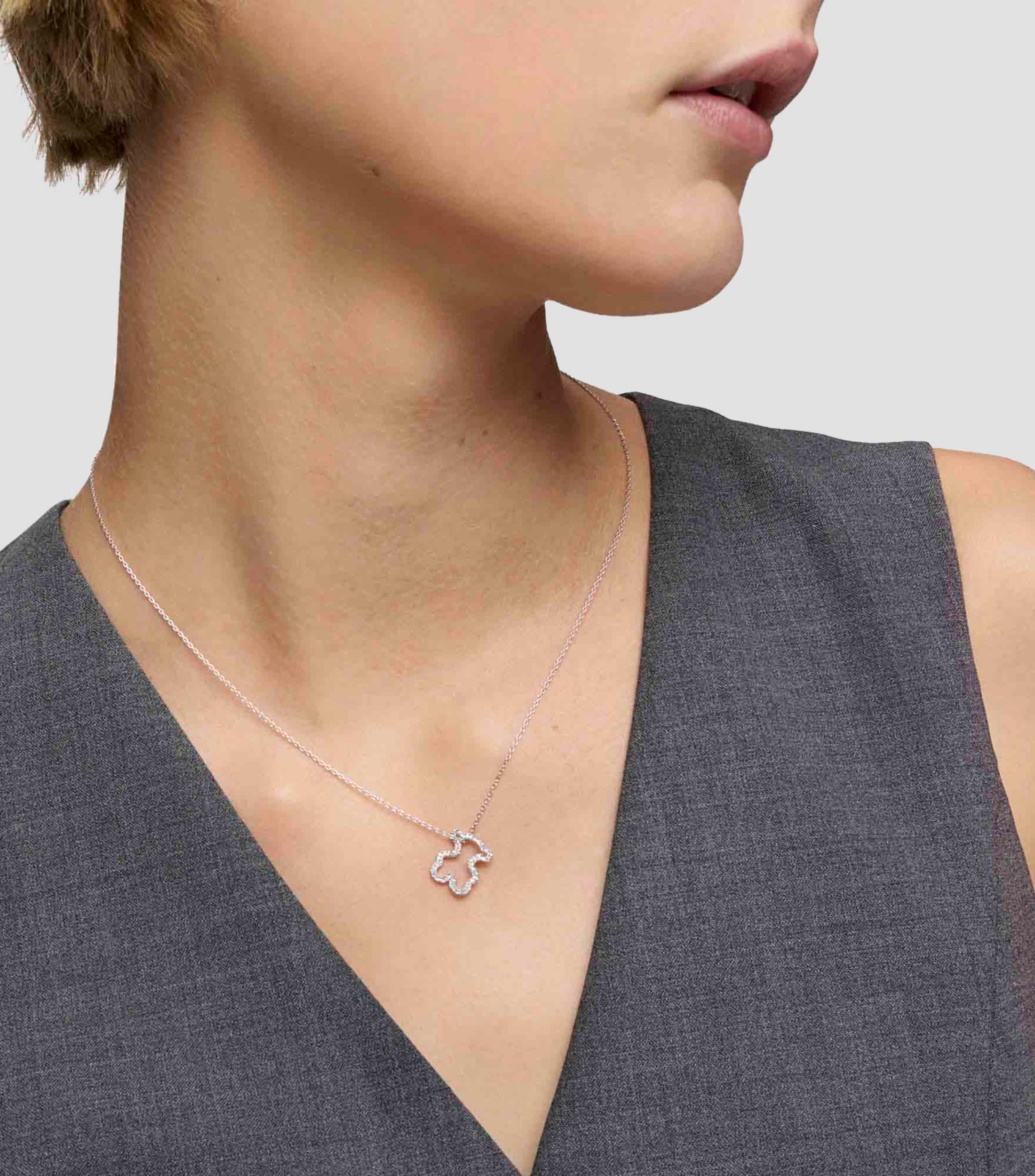 Dije de oso en oro blanco 18 kilates Icon Gems con diamantes Mujer