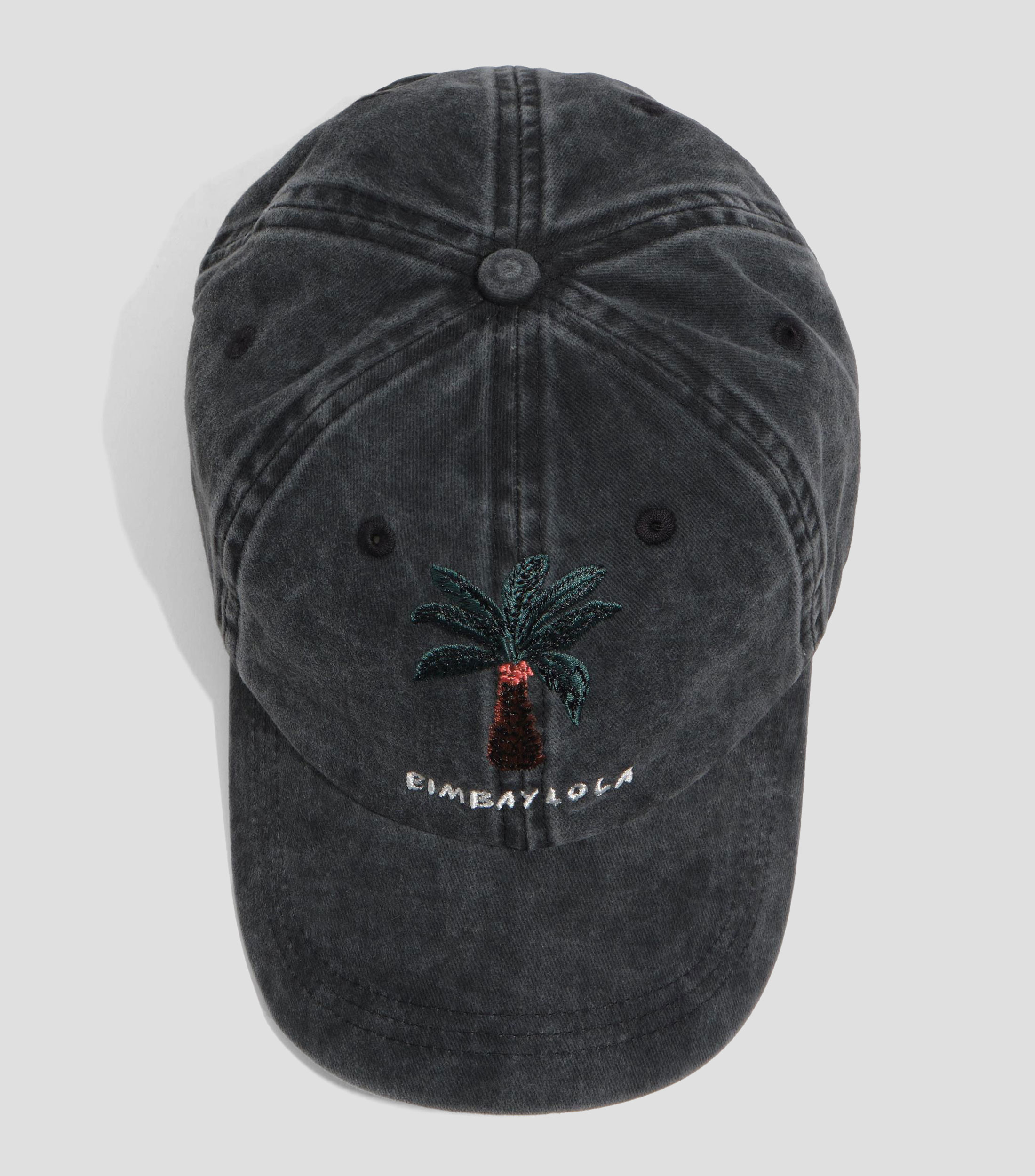 Gorra algodón lavada negra palmera Mujer