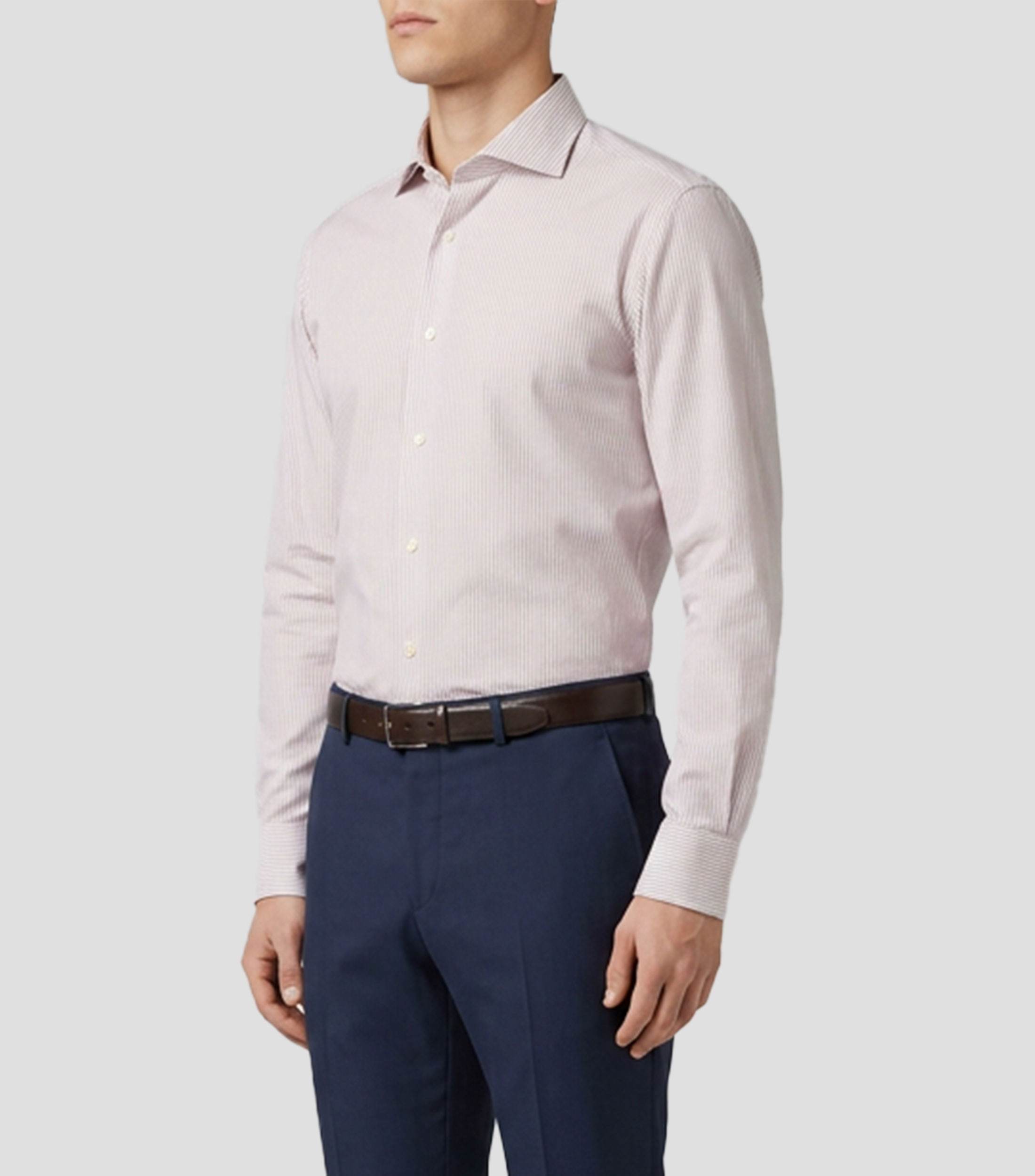 Camisa a rayas manga larga Hombre
