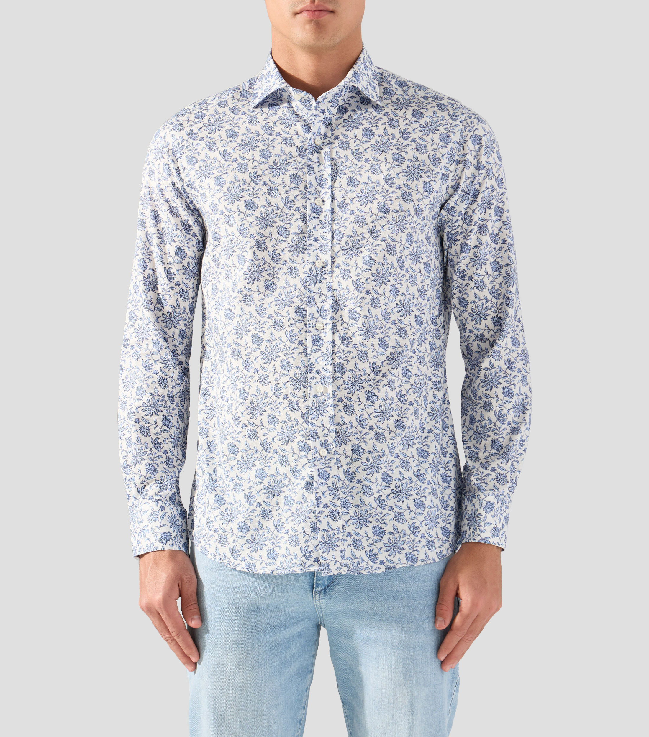 Camisa estampada con manga larga Hombre