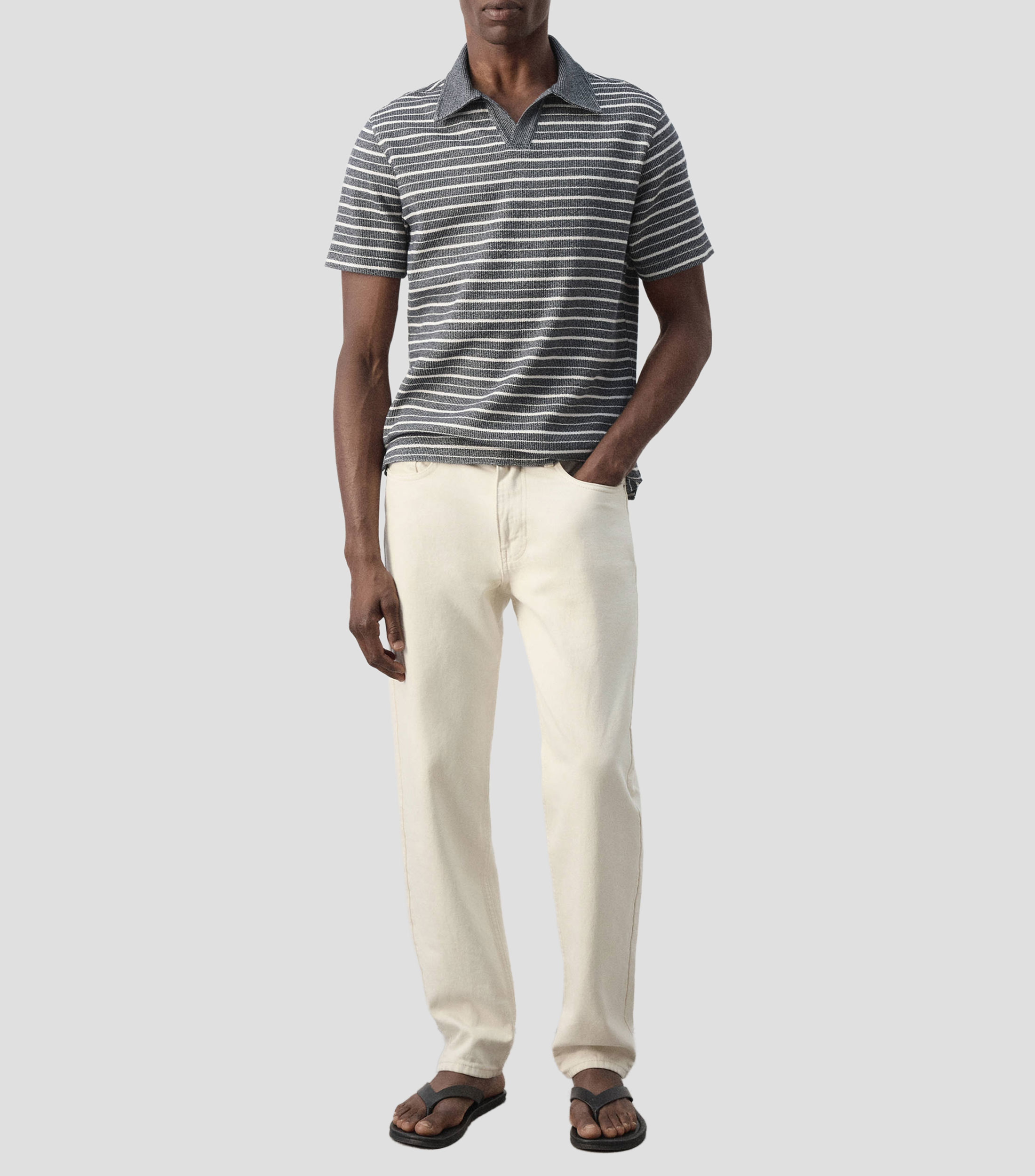 Playera tipo polo manga corta de rayas Hombre