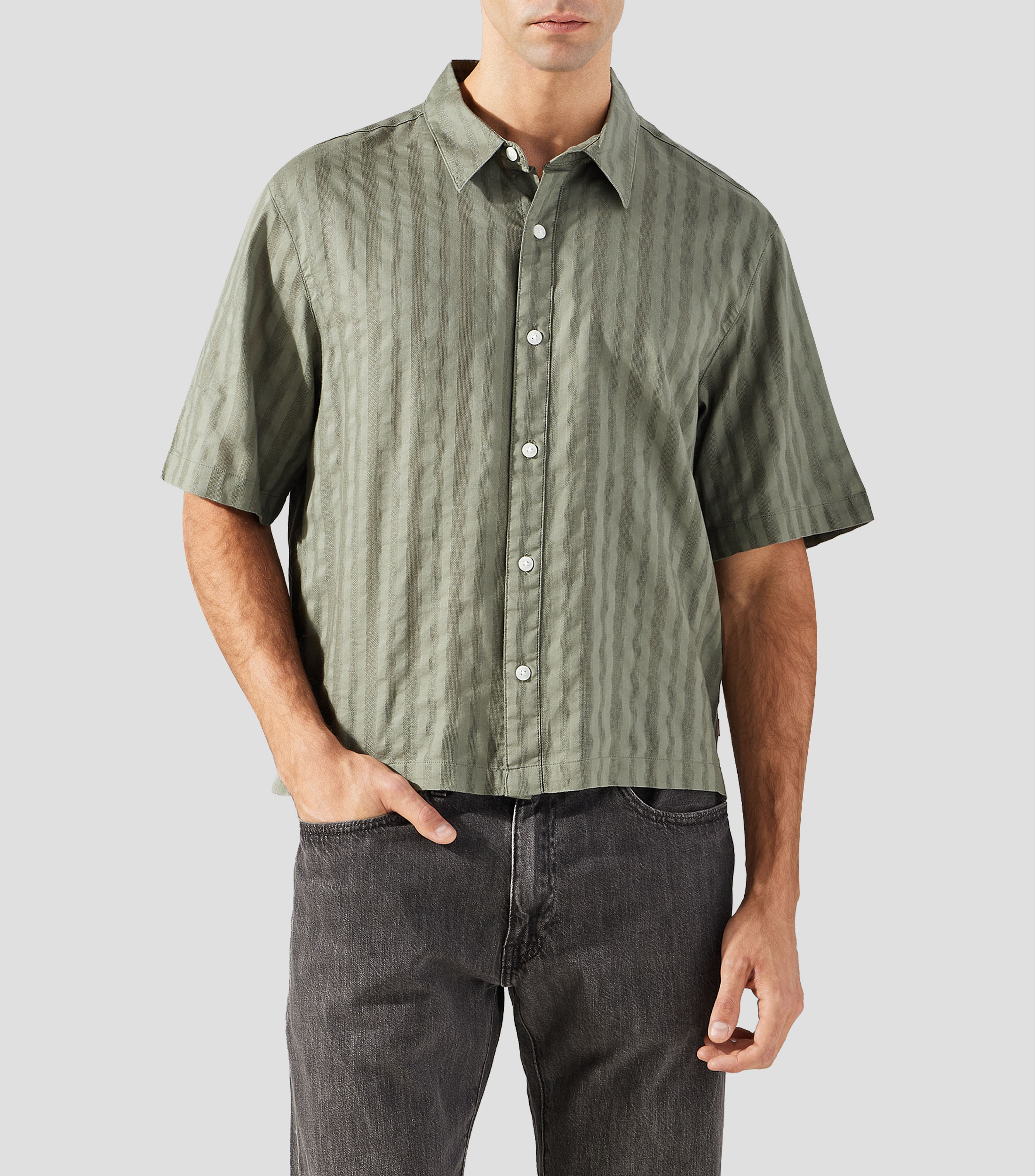 Camisa rayas manga corta Hombre