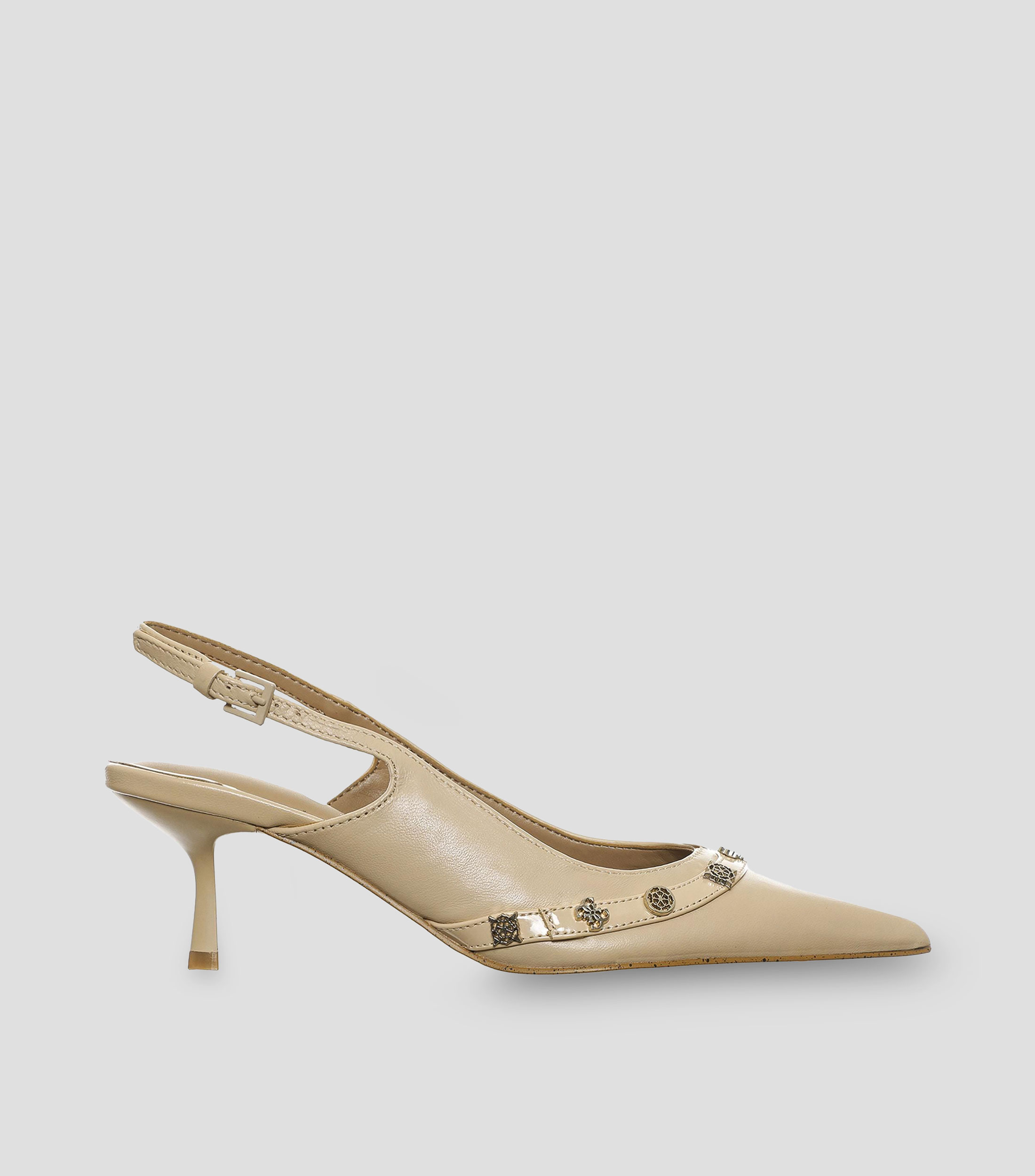 Zapatillas slingback con tacón bajo de aguja Mujer