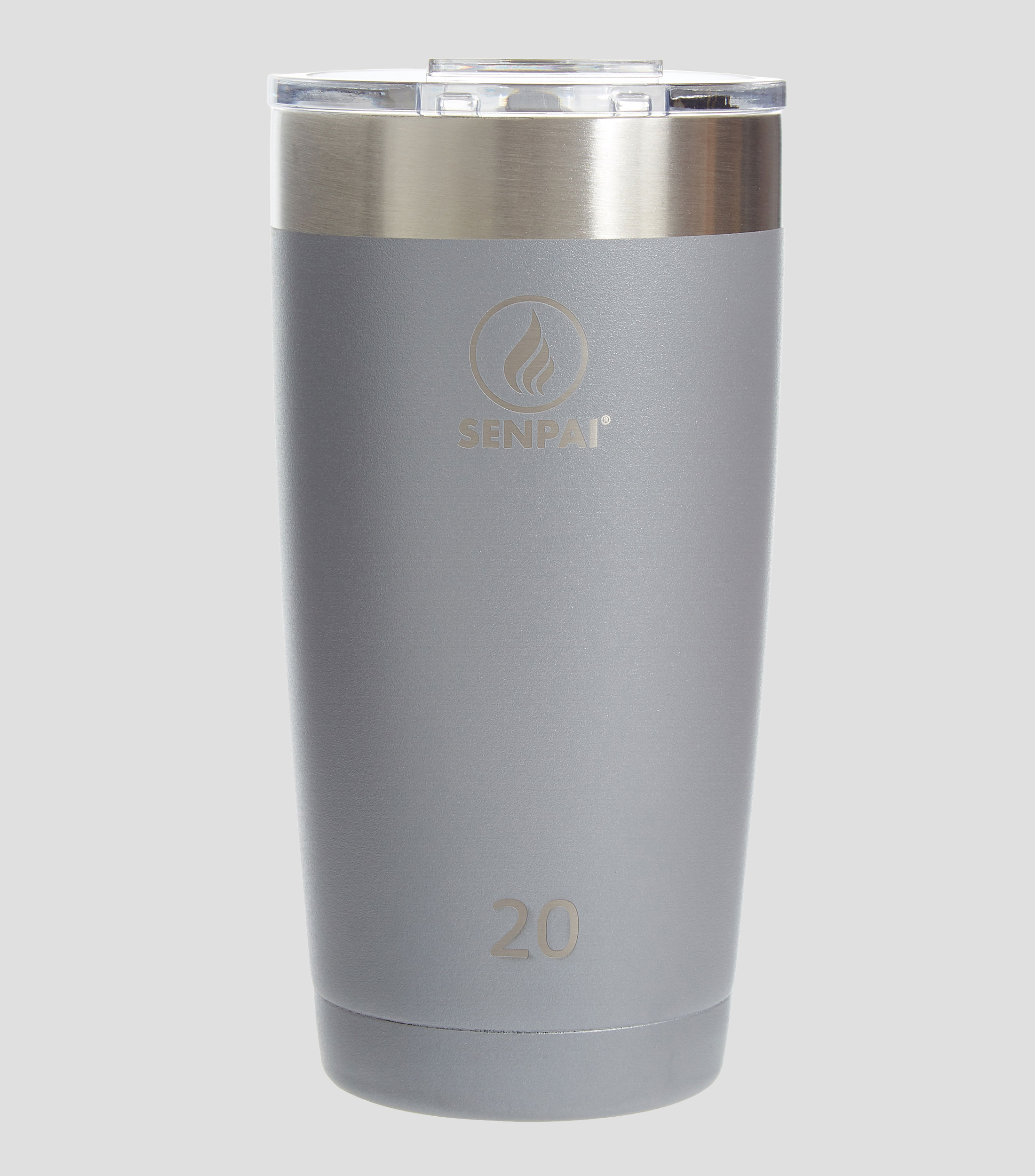 Vaso con tapa gris