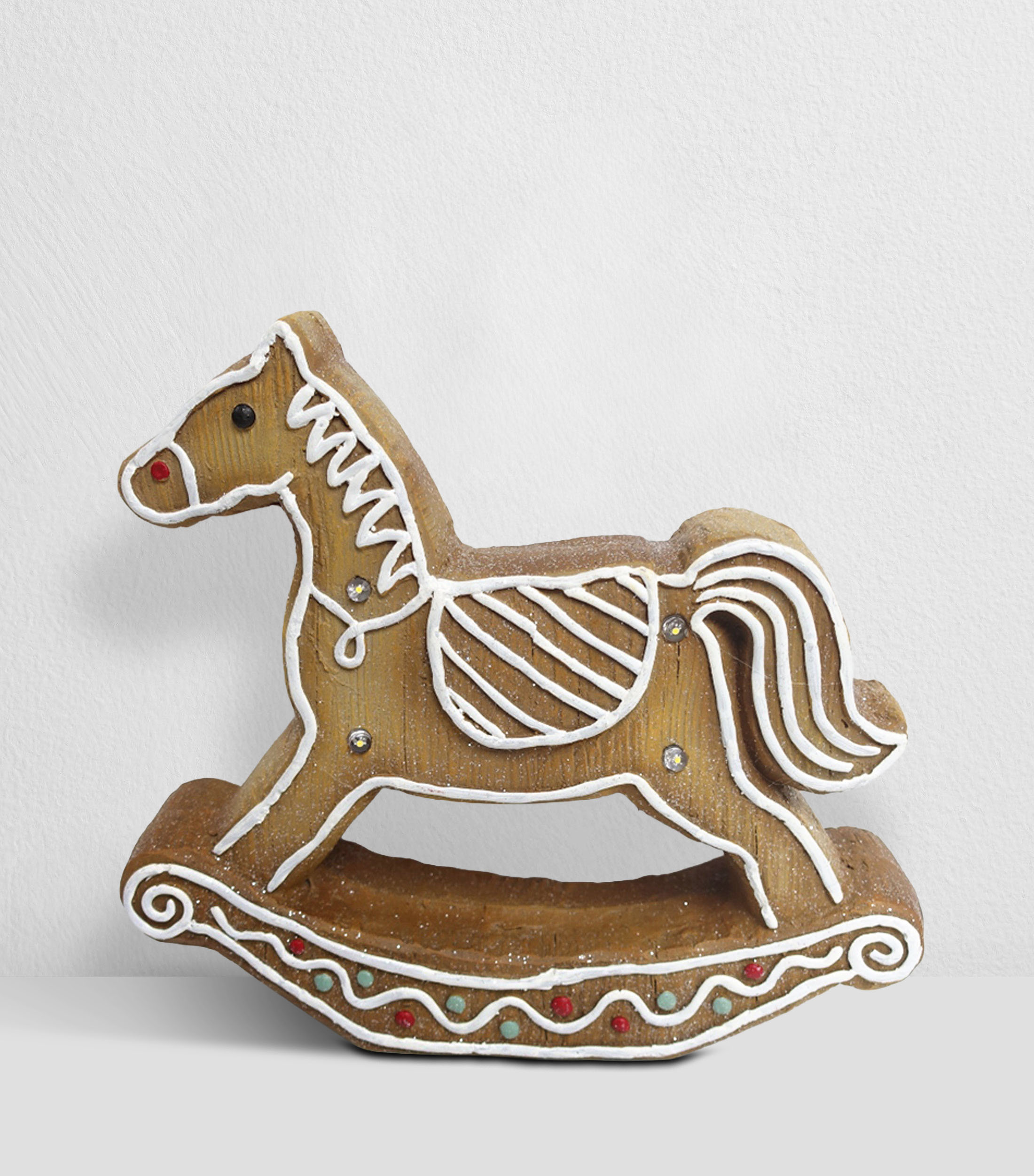 Figura decorativa Navideña Caballo Pottery Ginger con luz