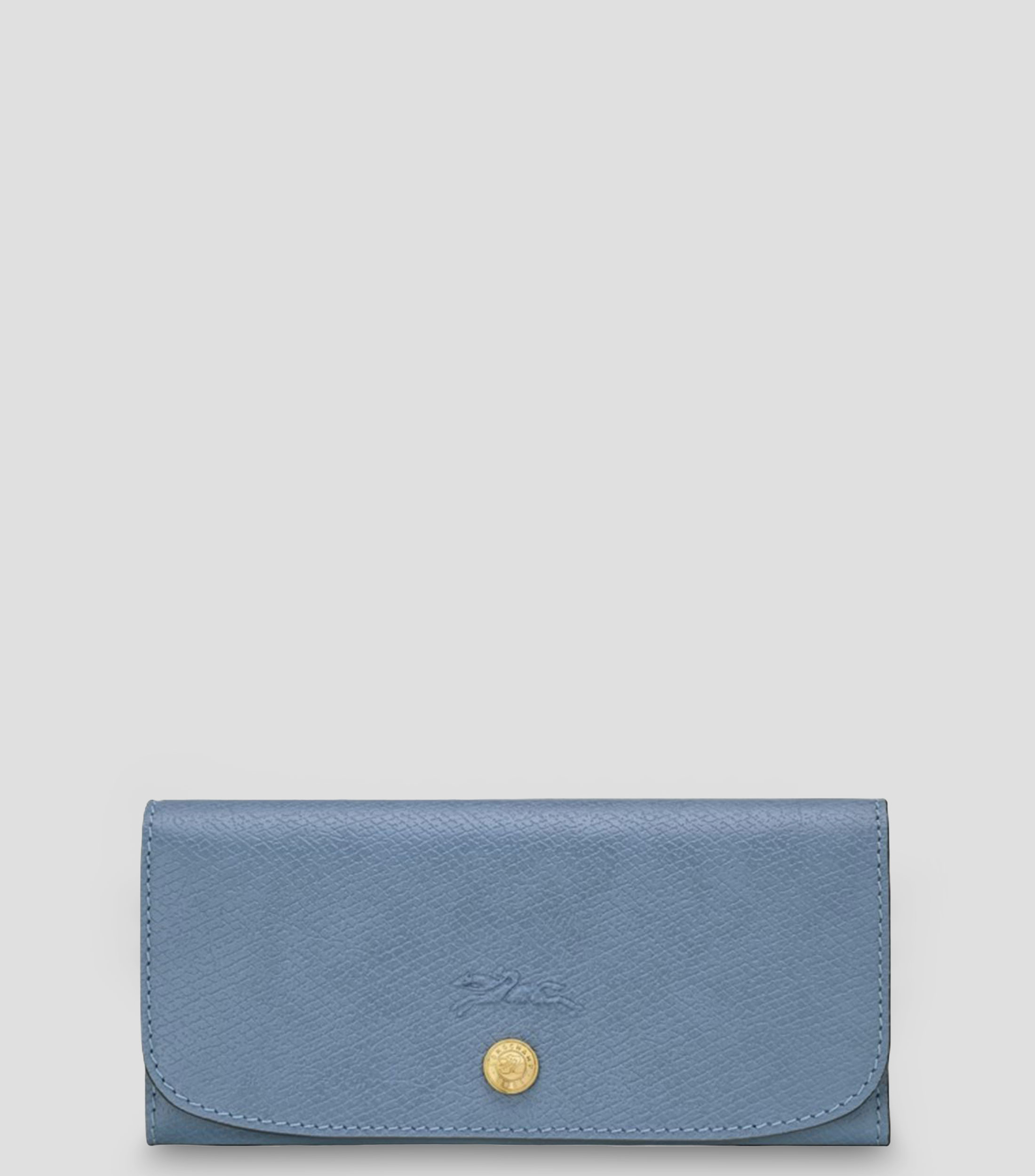 Cartera azul en piel lisa Mujer