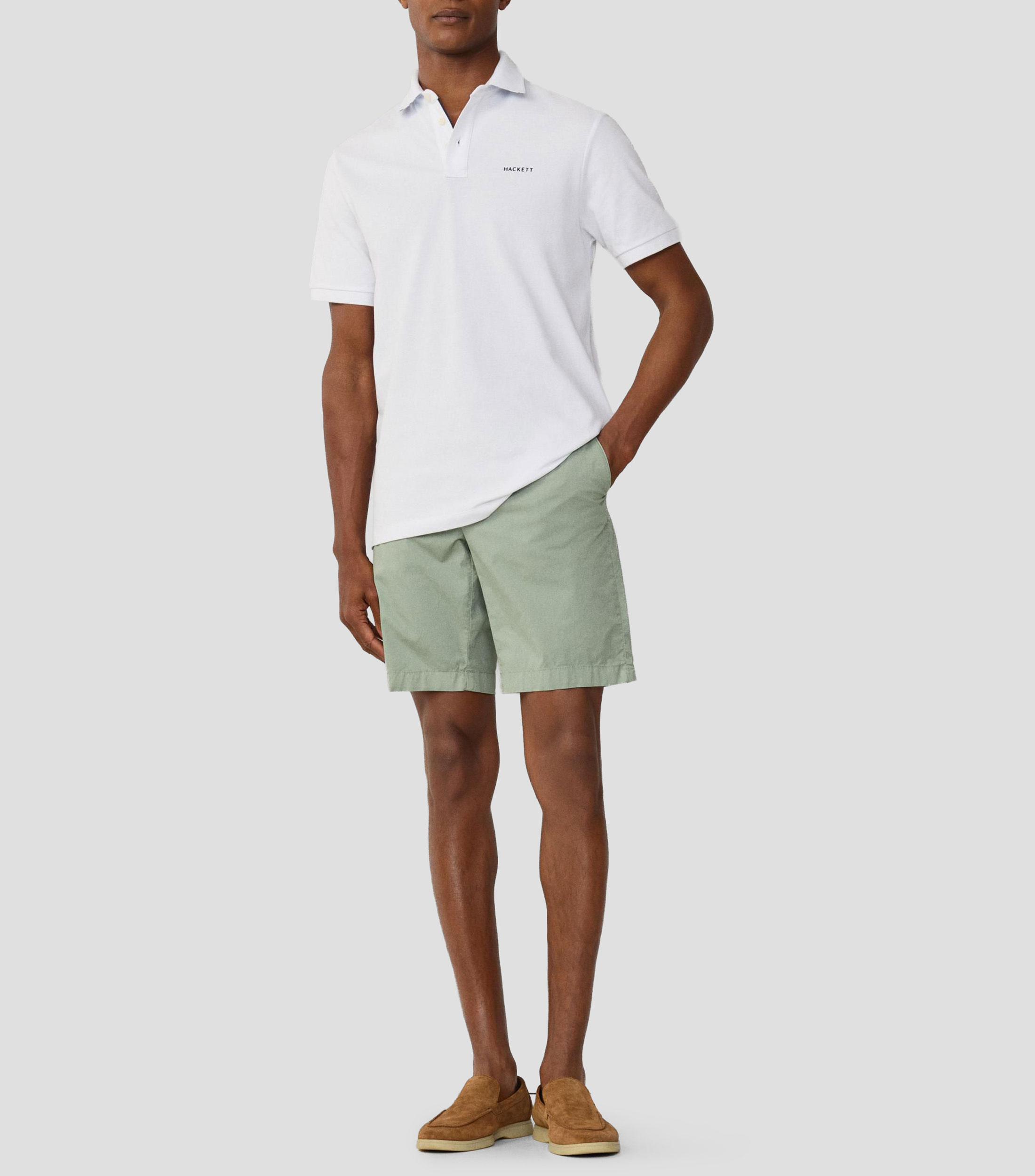 Playera tipo polo lisa de manga corta Hombre