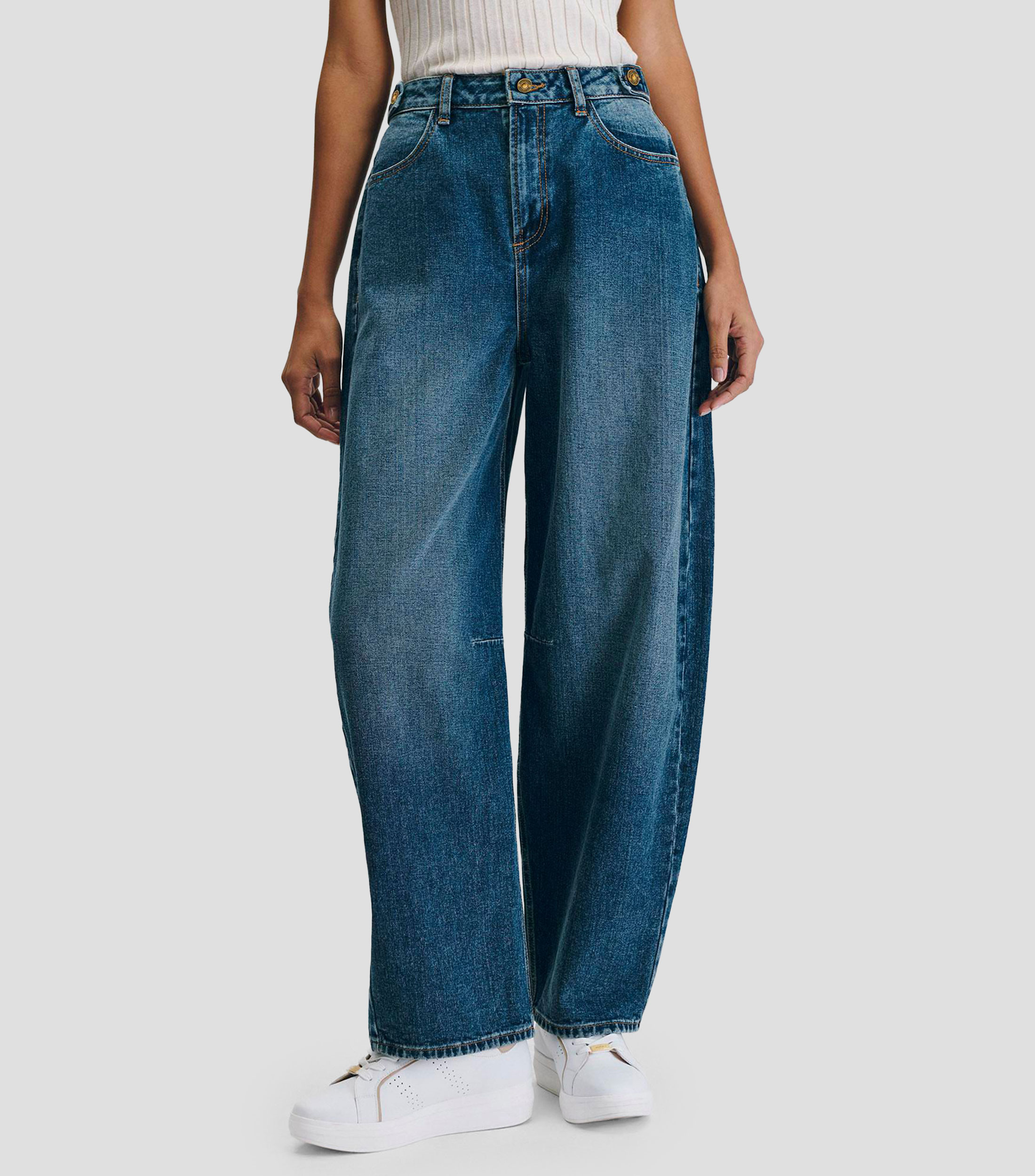 Jeans tiro alto deslavado Mujer
