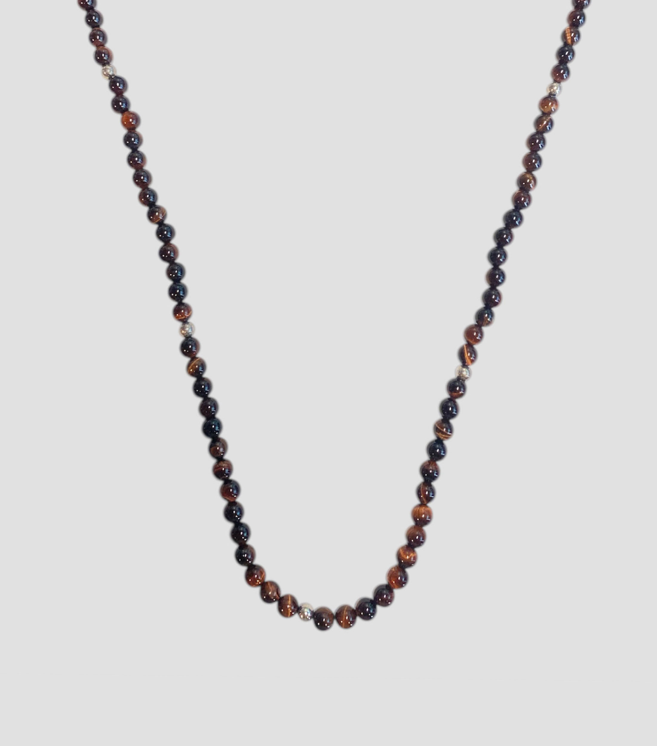 Collar Piedras Ojo de Tigre cafe Hombre