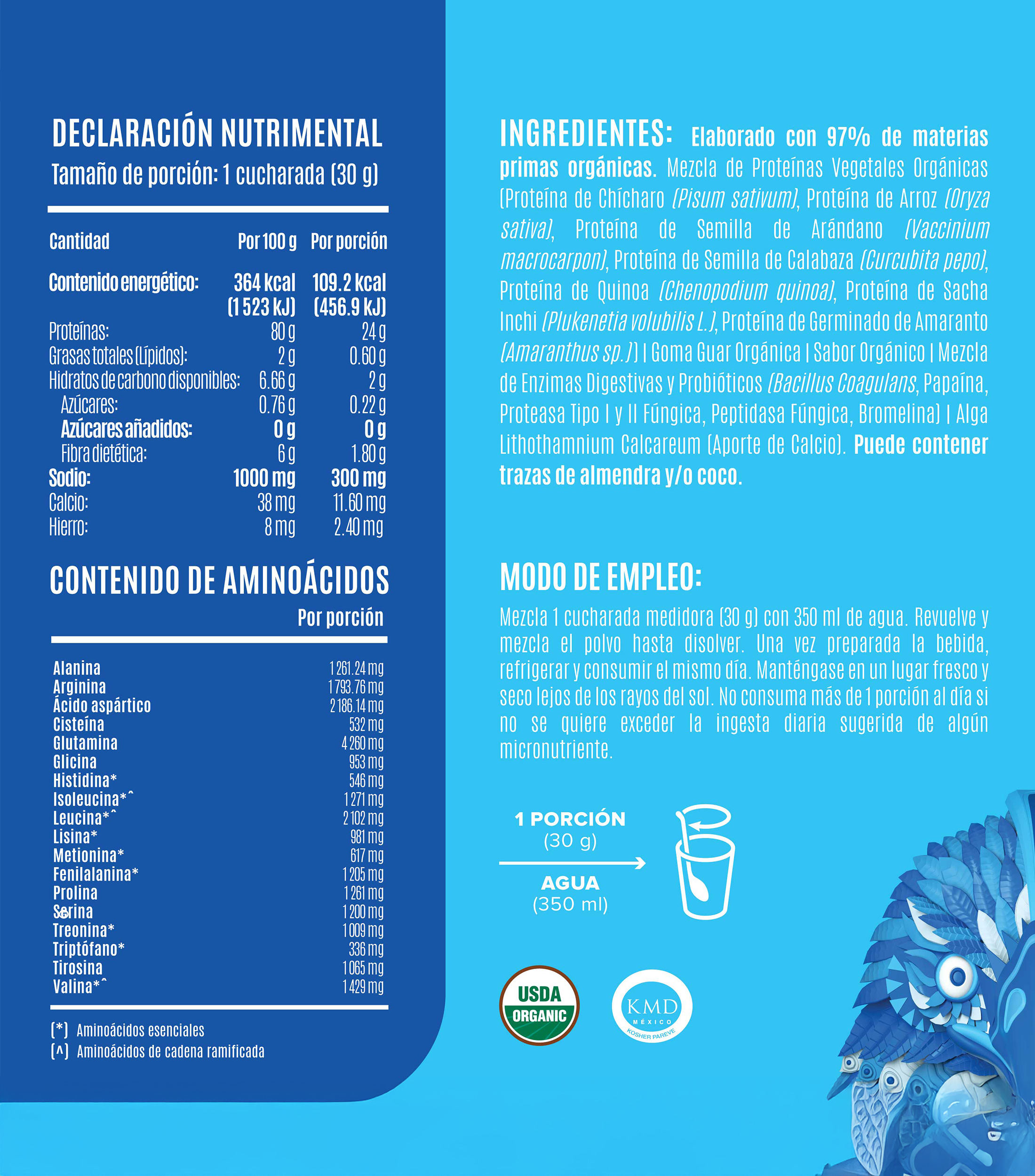 Proteína Falcon Vegana Orgánica en Polvo - Natural 1.17 Kg