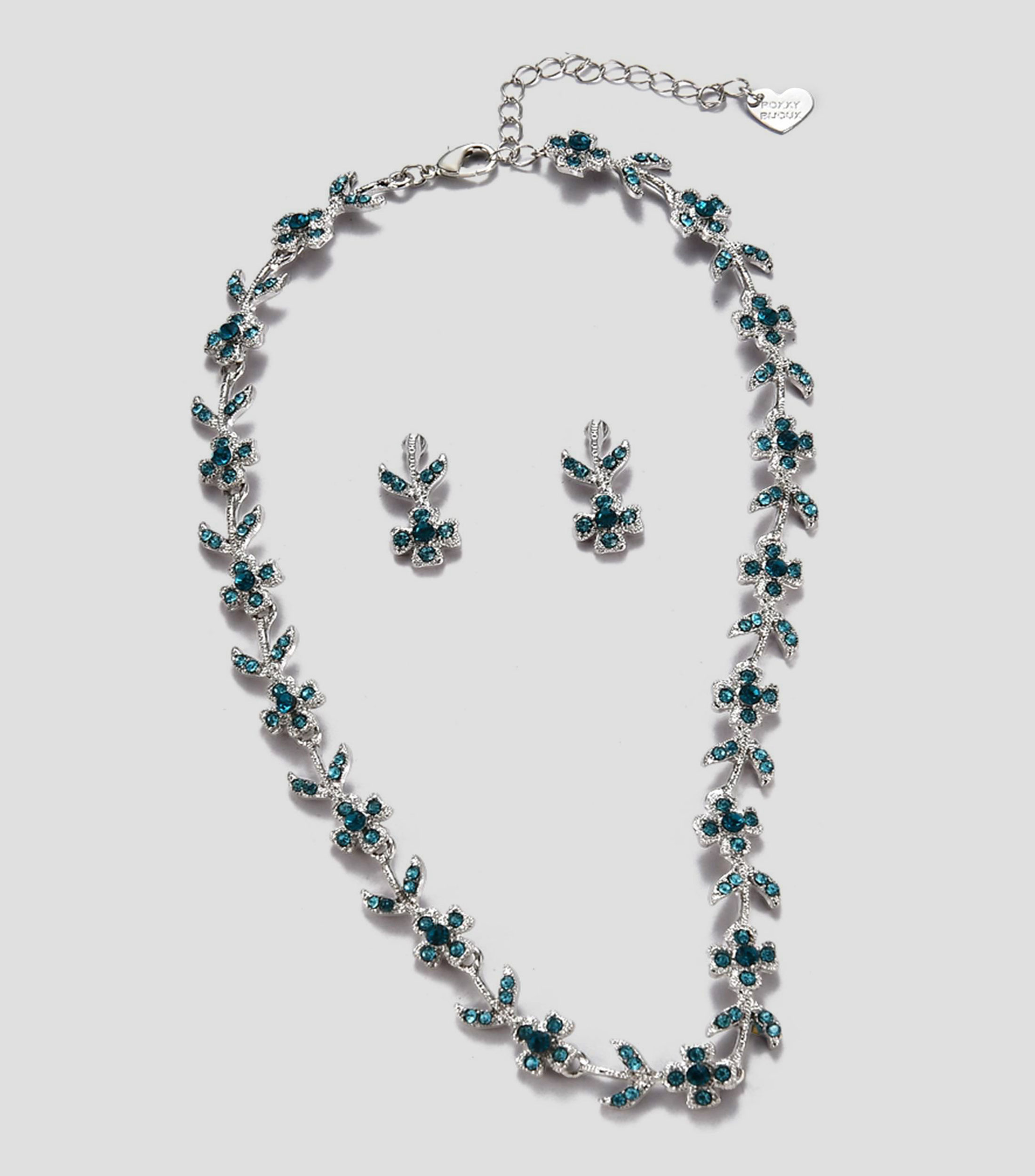 Set de collar y aretes flores con cristales Mujer