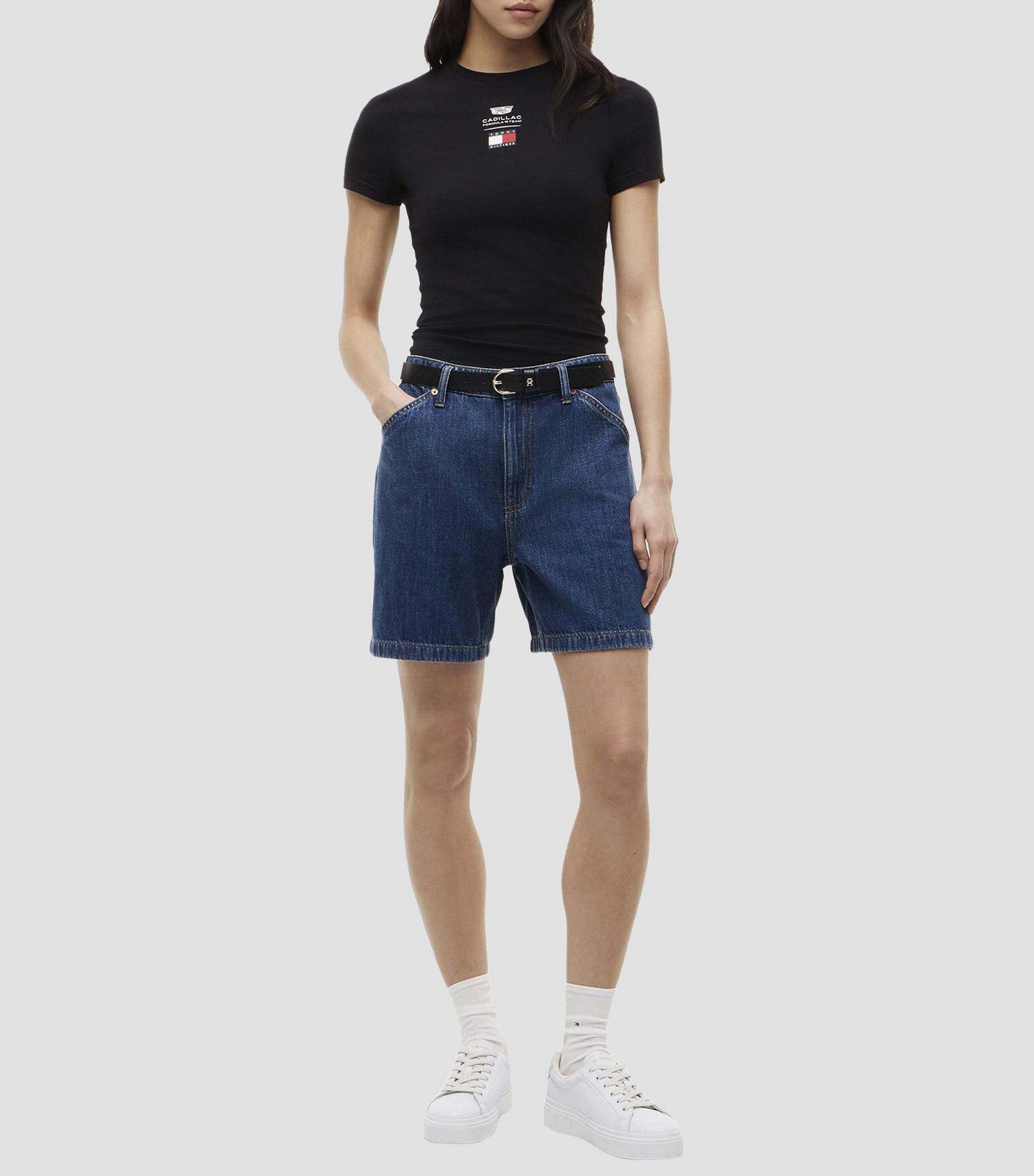 Playera cuello redondo manga corta con estampado Mujer