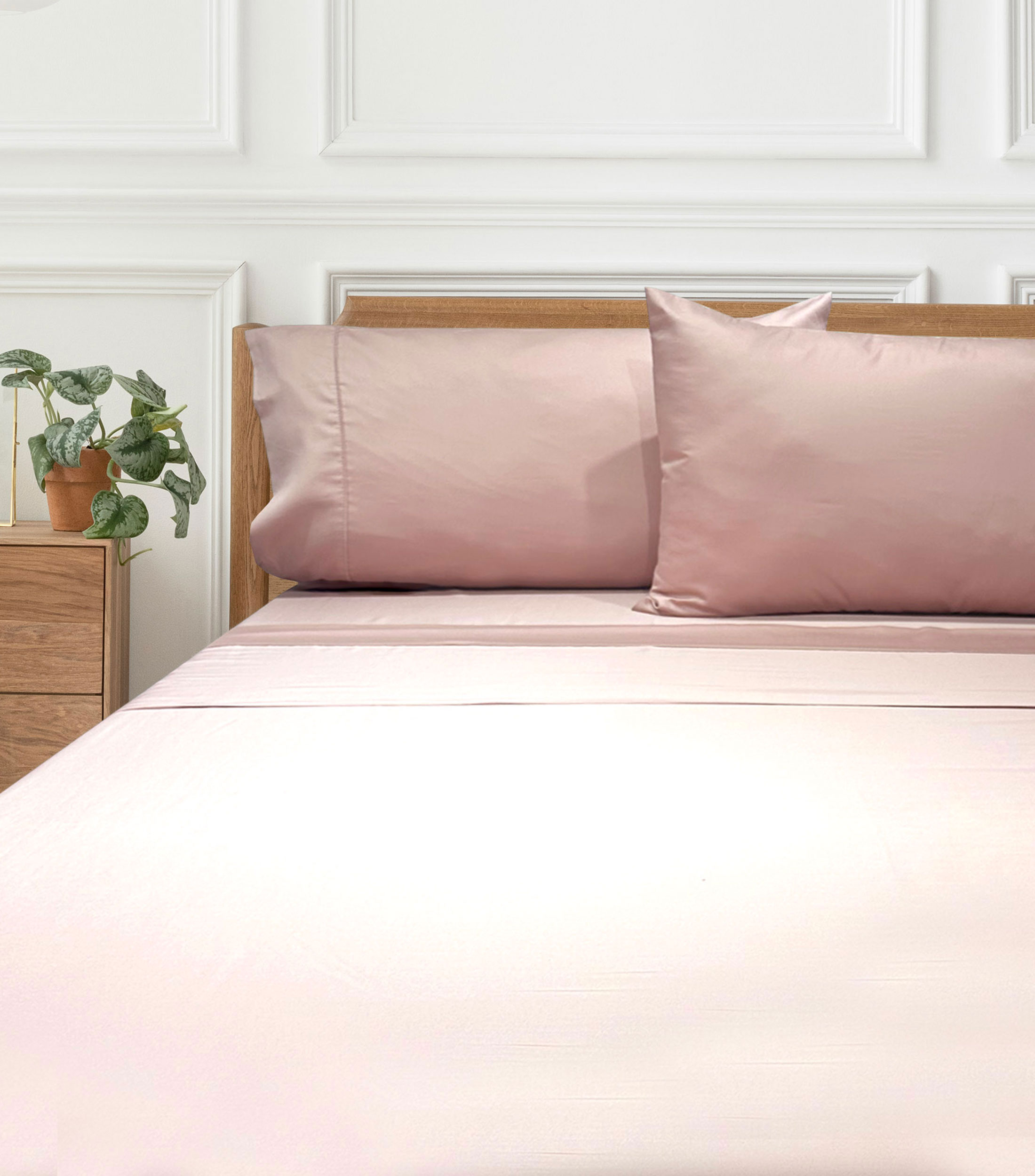 Juego de Sabanas Bambu-Algodon King Size Rosa