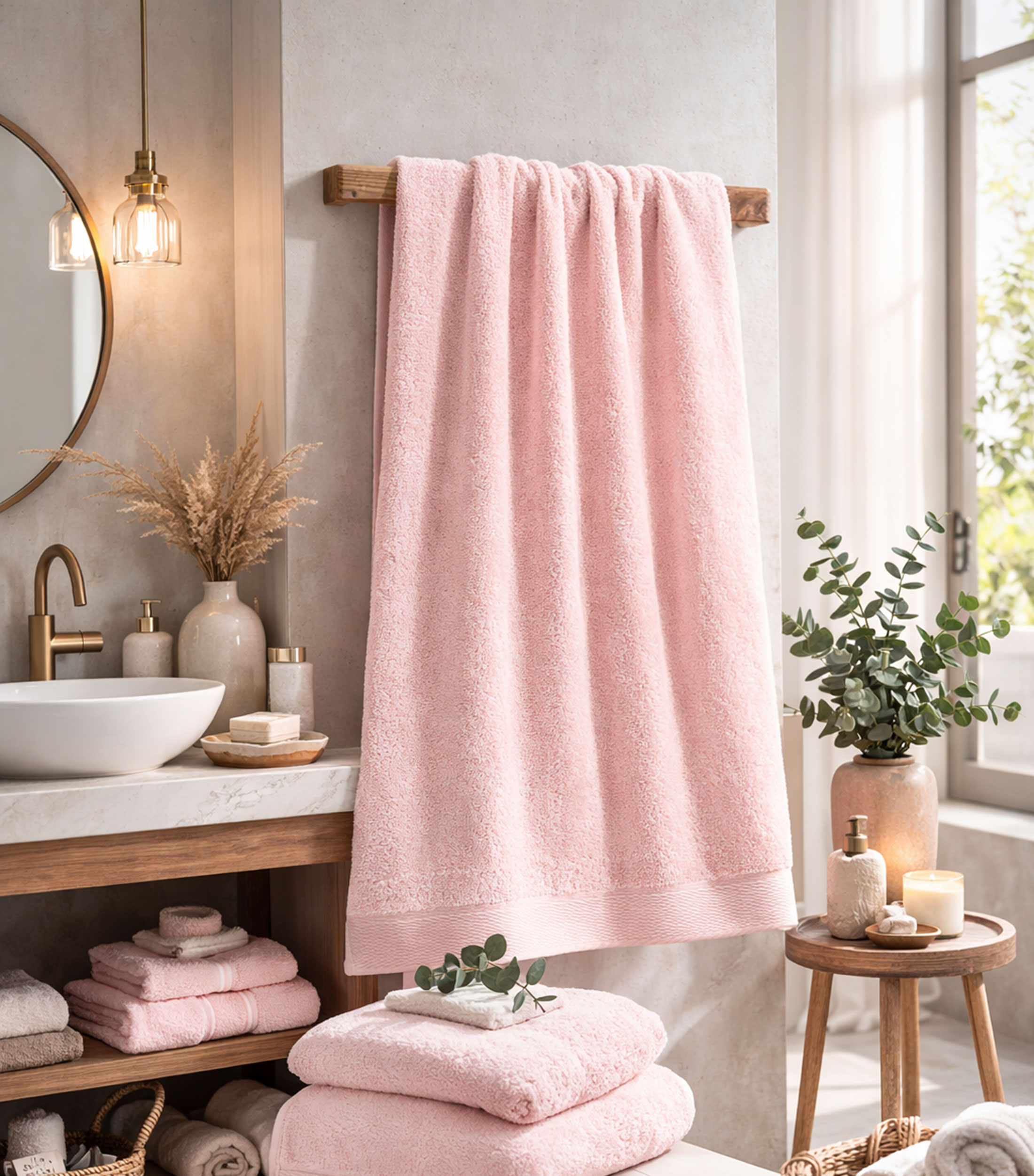 Toalla de baño rosa