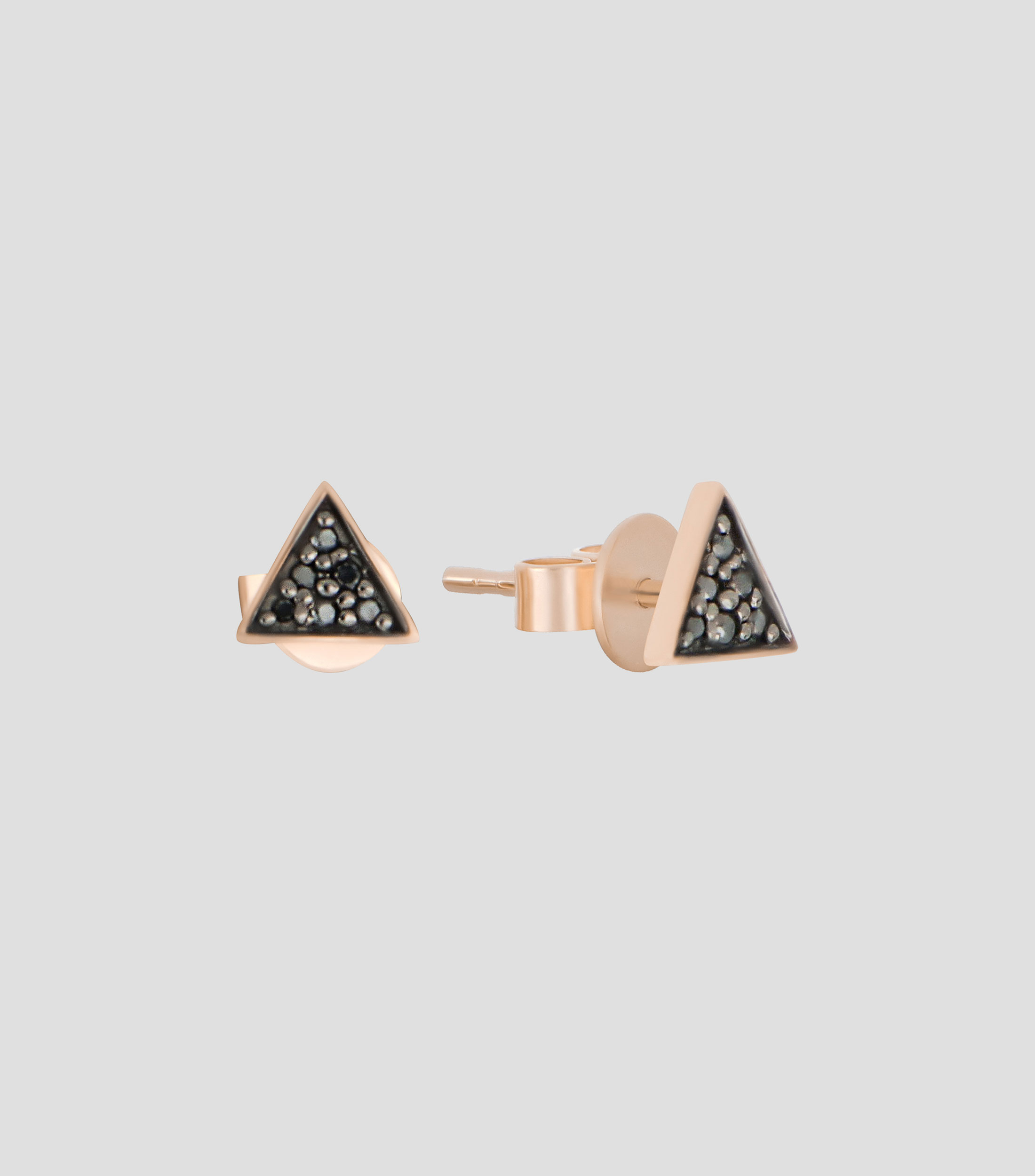 Broqueles en oro rosa de 14 kilates con diamantes negros Mujer