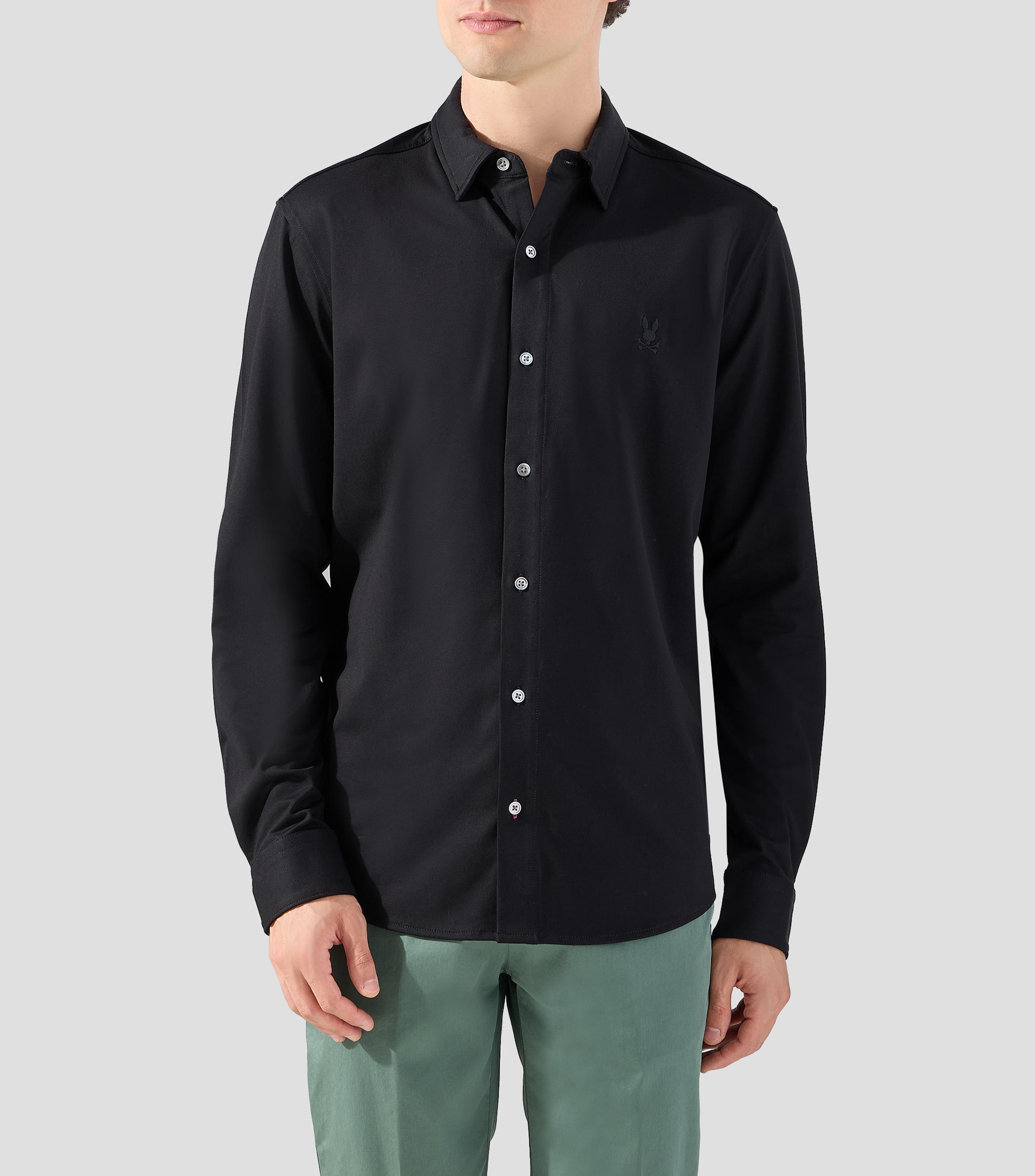 Camisa liso manga larga Hombre
