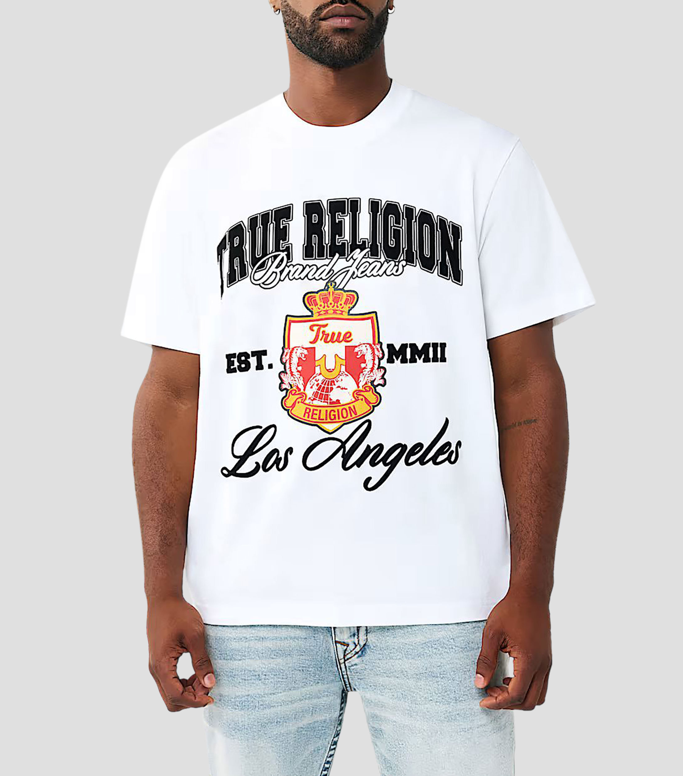 Playera cuello redondo manga corta estampada Hombre