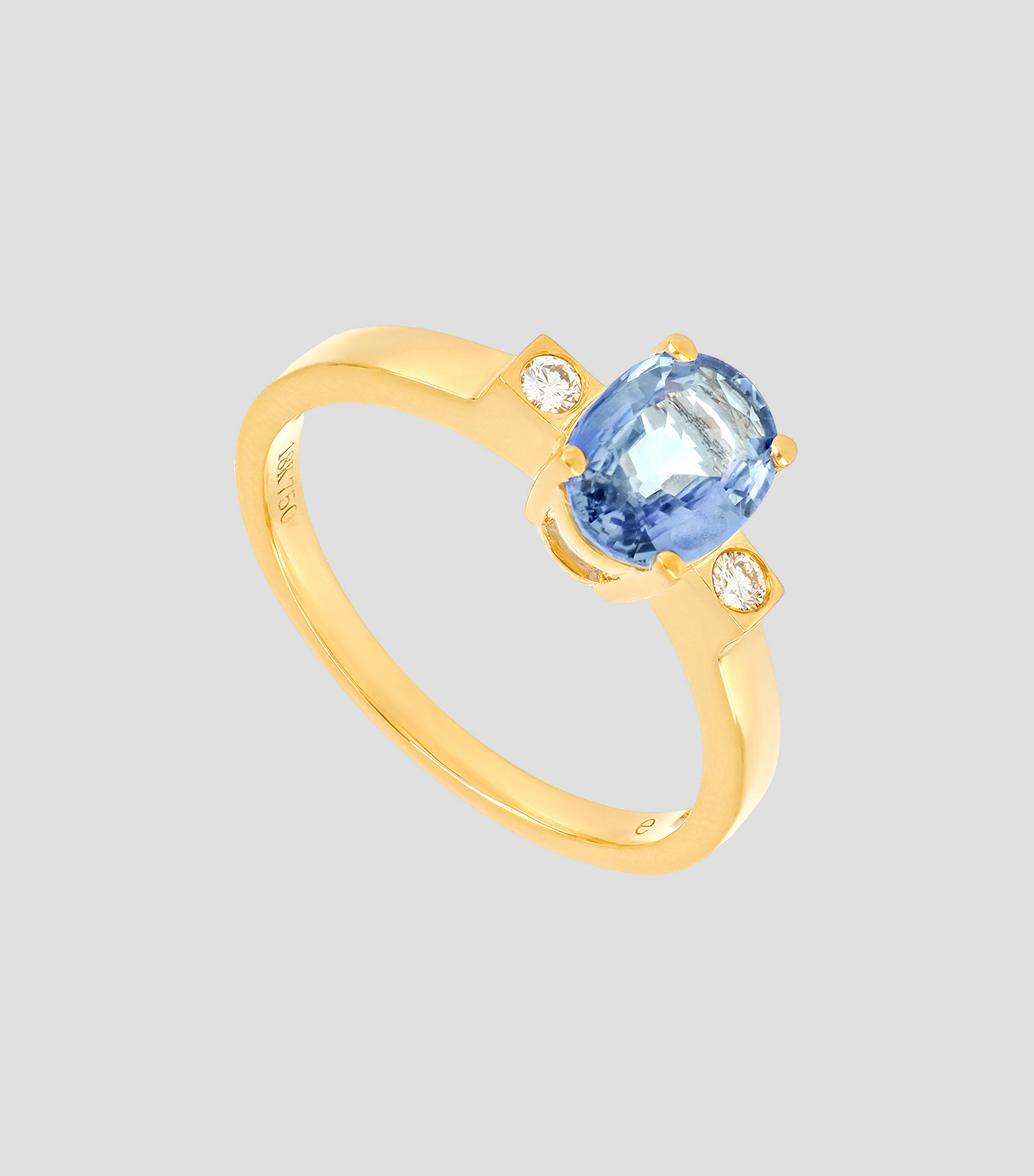Anillo en oro amarillo de 18 kilates con Zafiro Uned Mujer