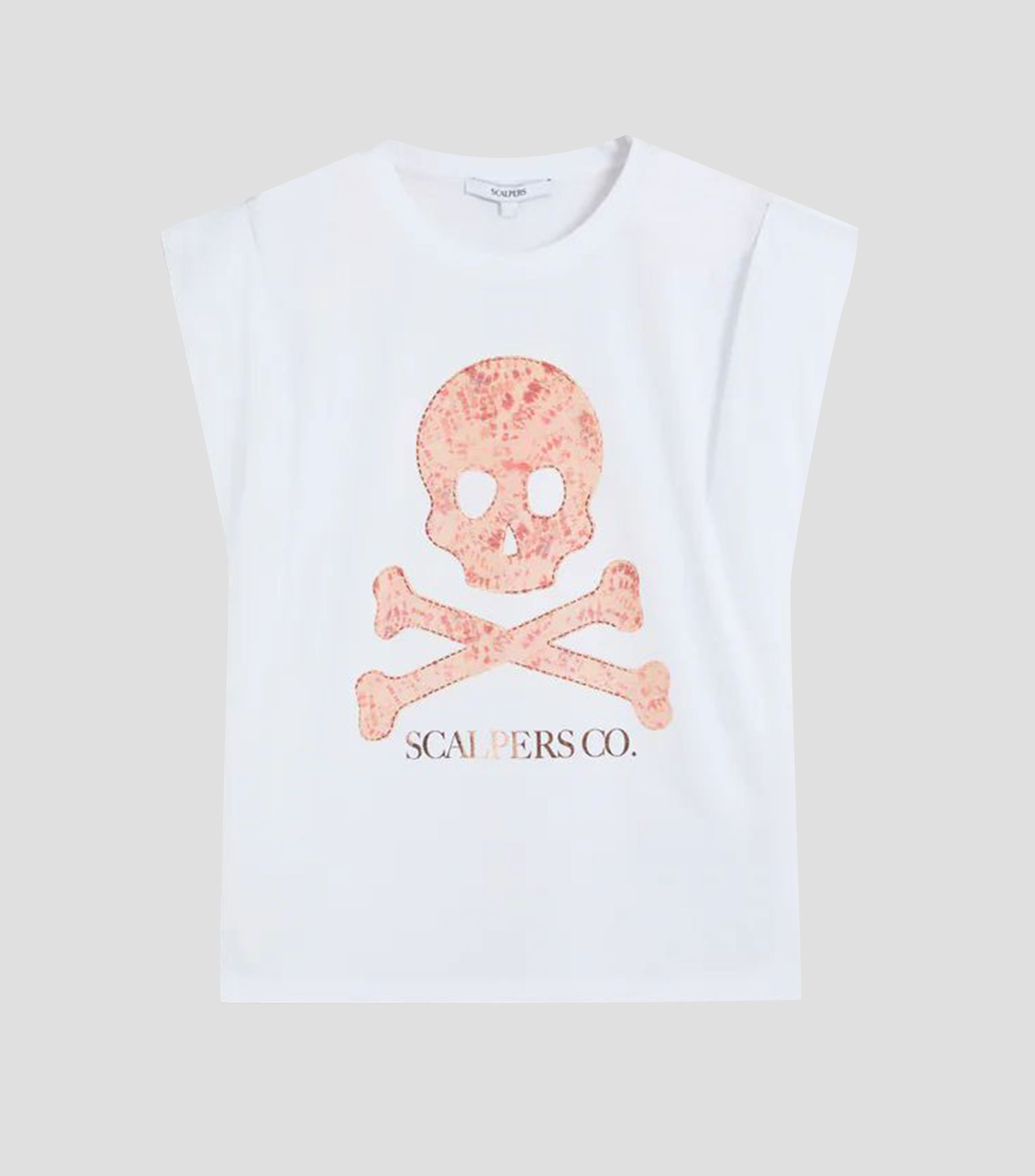 Playera de cuello redondo sin mangas estampada Mujer