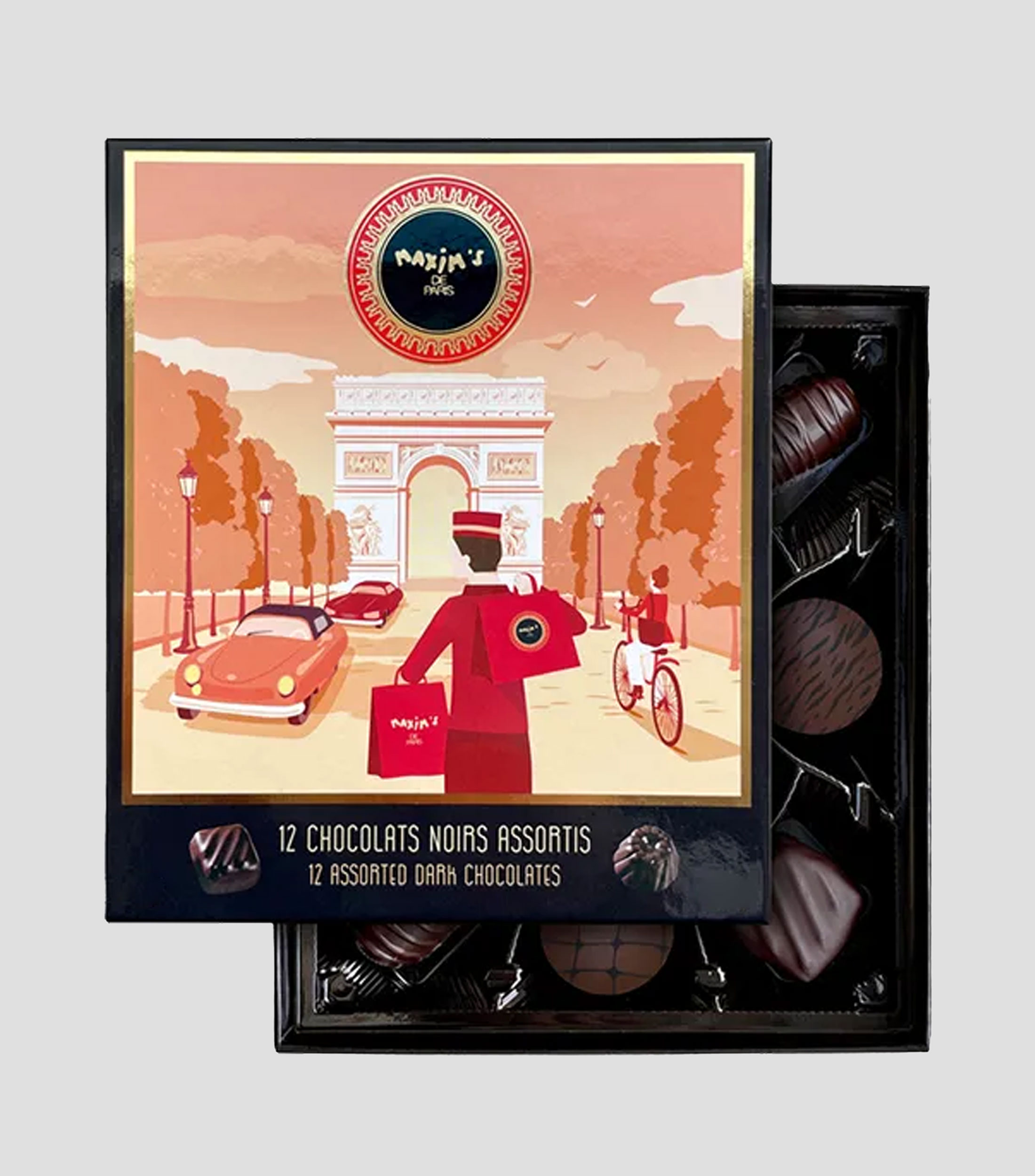 Set de 12 chocolates negros, 120 gr