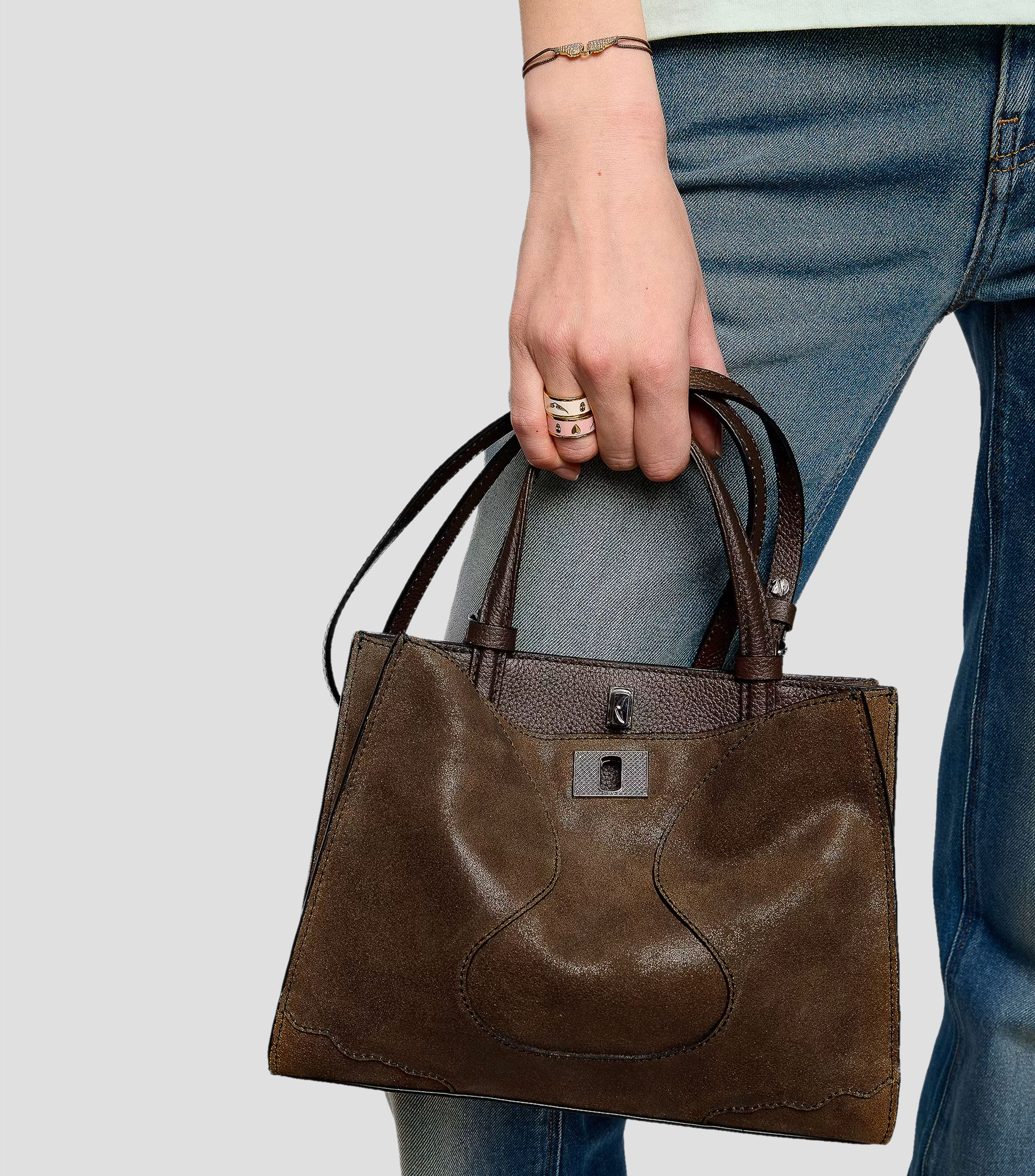 Bolsa tote en piel lisa Mujer
