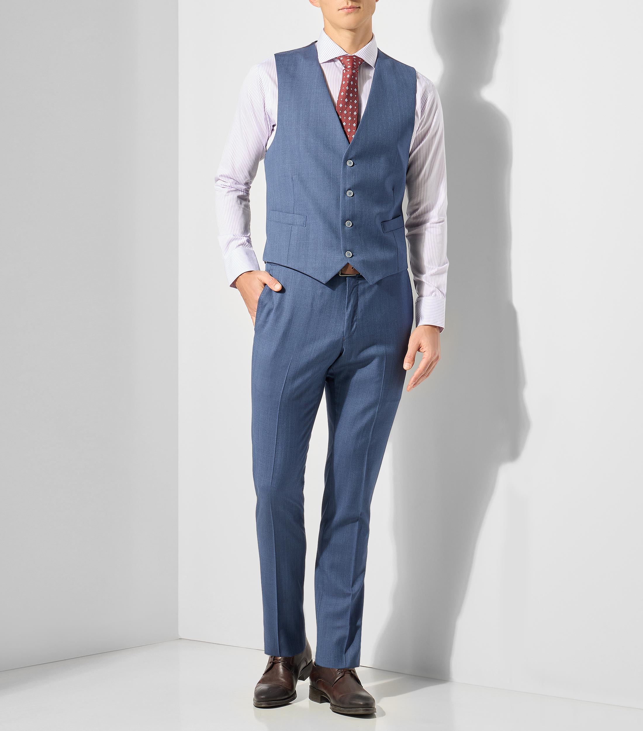 Traje 3 piezas de lana corte slim fantasía Hombre