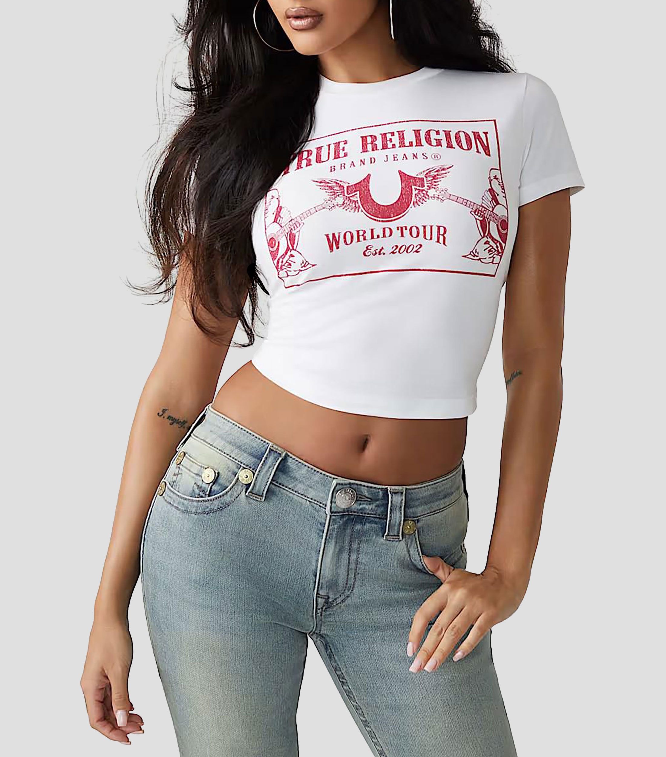 Playera cuello redondo manga corta estampada Mujer