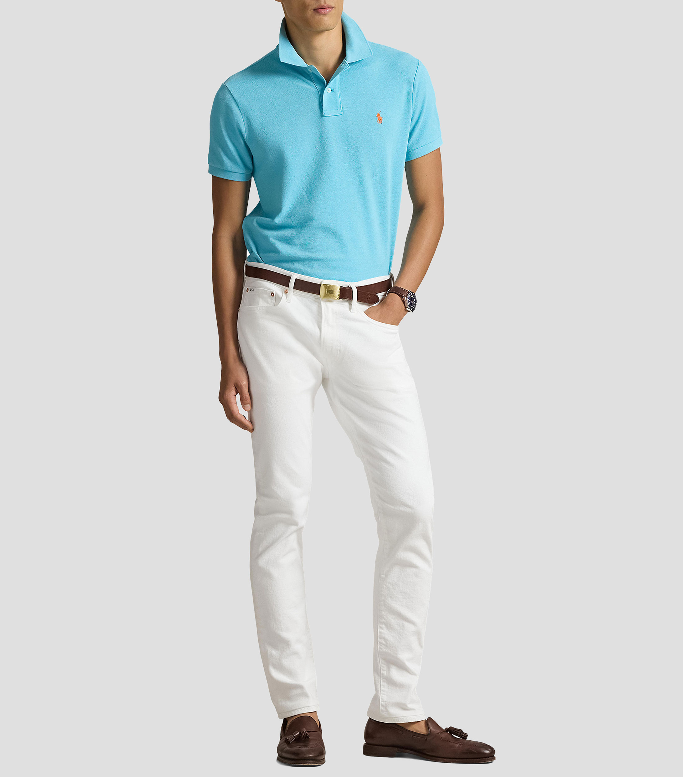 Playera tipo polo manga corta lisa Hombre