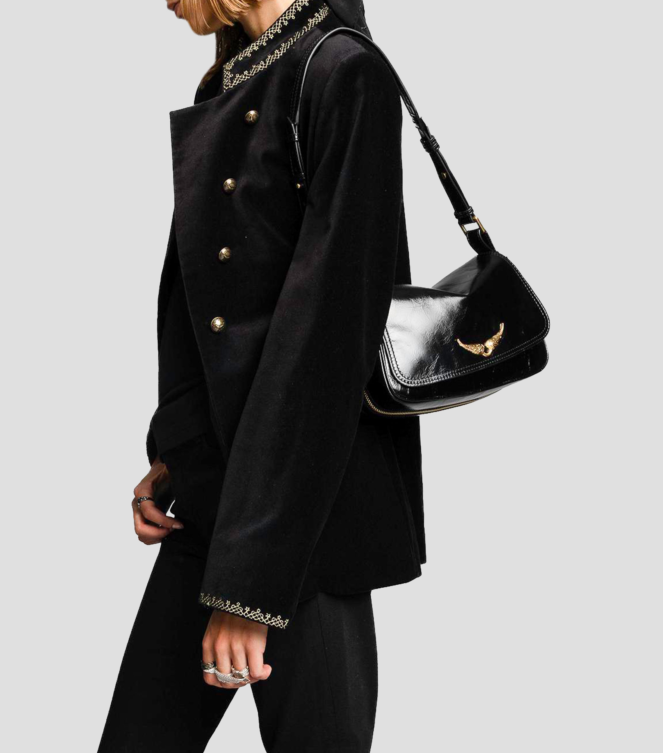 Bolsa crossbody en piel Le Zouzou Vintage lisa Mujer