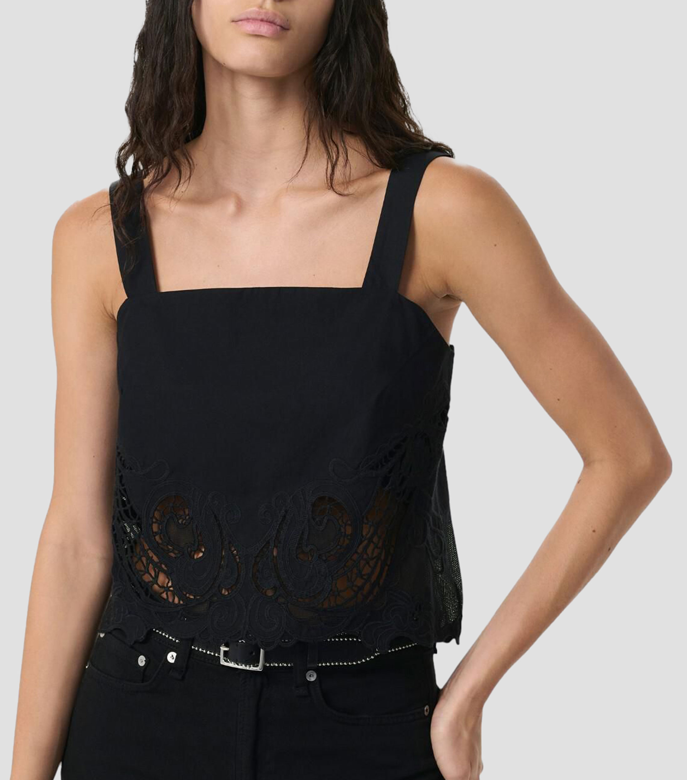 Blusa lisa sin mangas Mujer