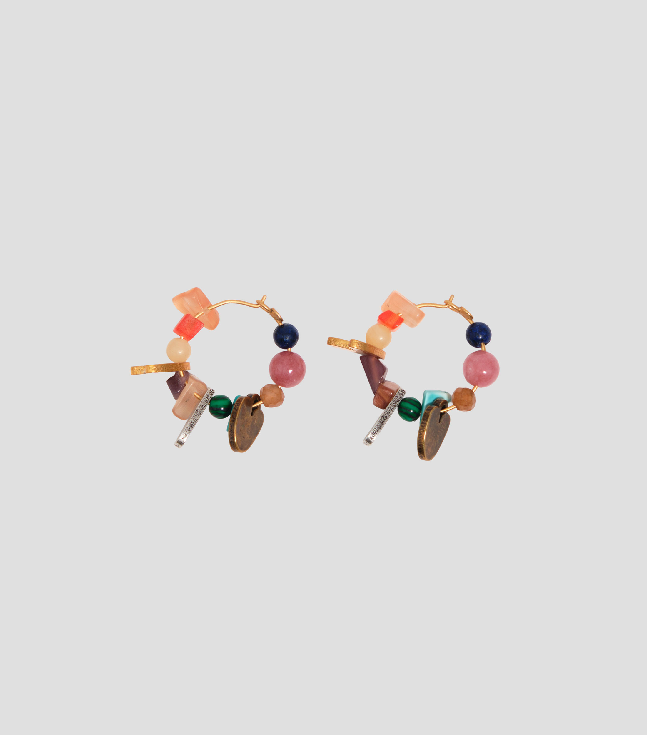 Aretes aro siluetas metal y piedras multicolor Mujer