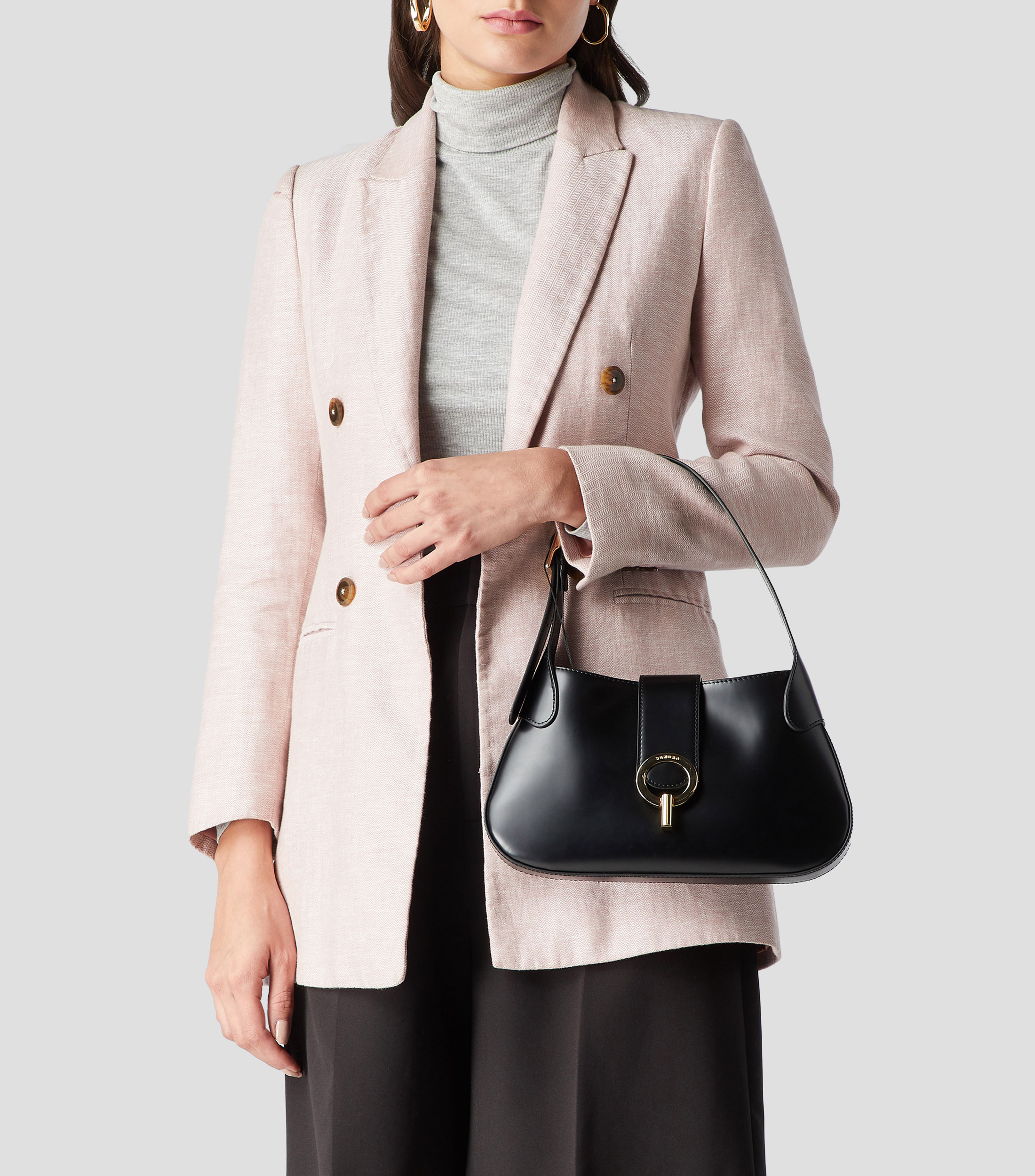 Bolso shoulder en piel lisa Mujer