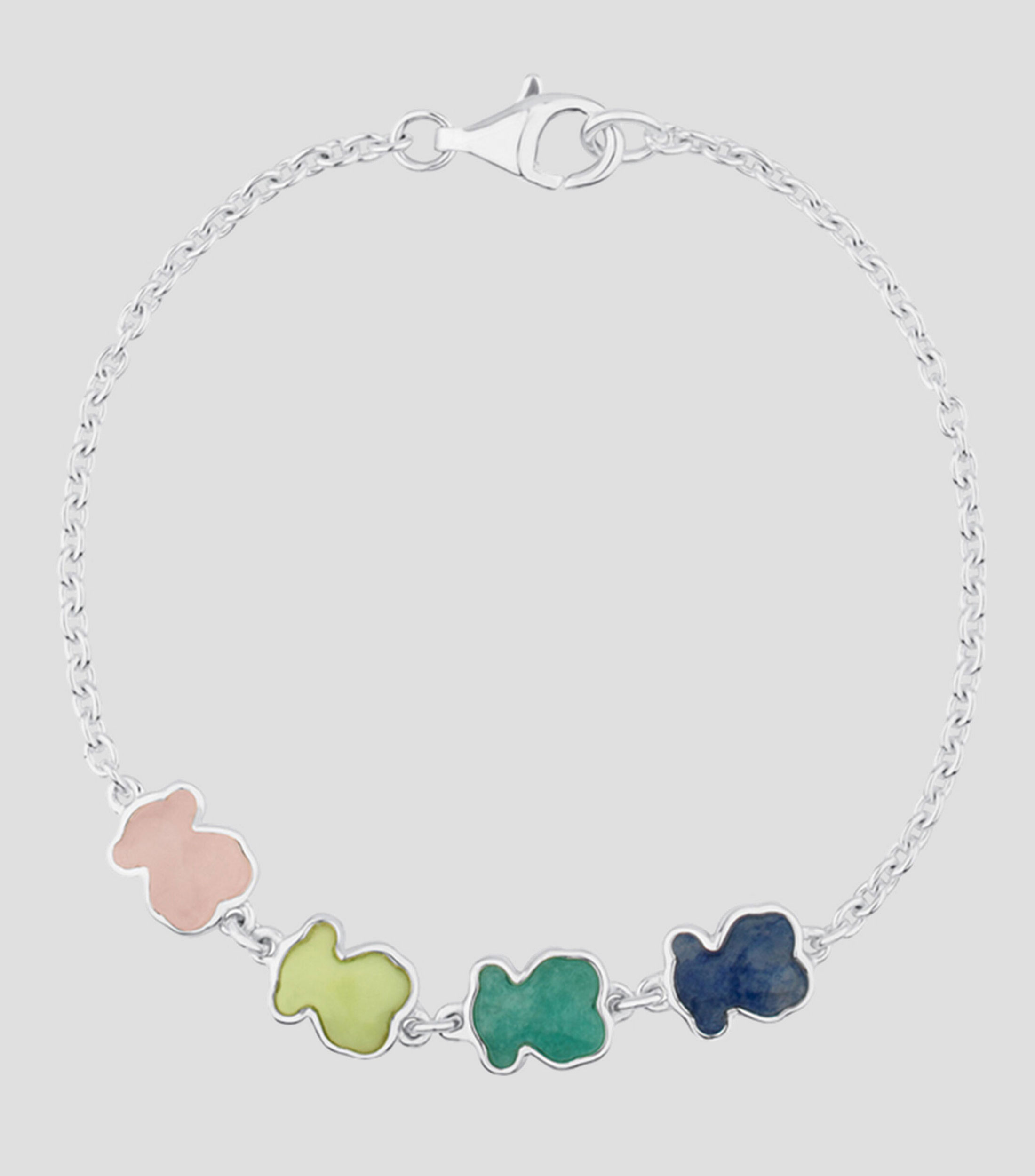 Pulsera en plata con dumortierita y amazonita Mujer