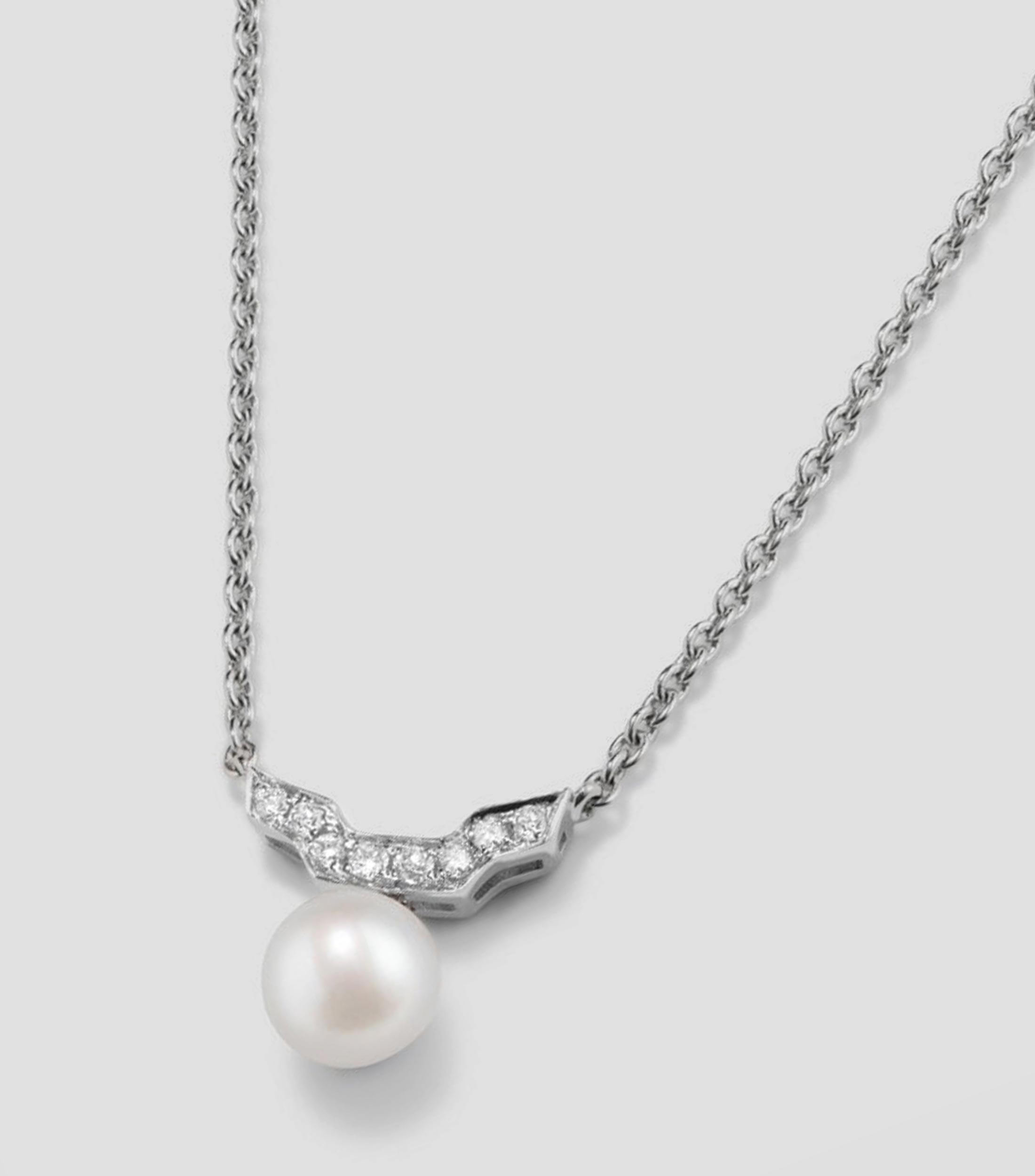 Colgante en oro blanco 18 Kilates con perla y diamantes Mujer