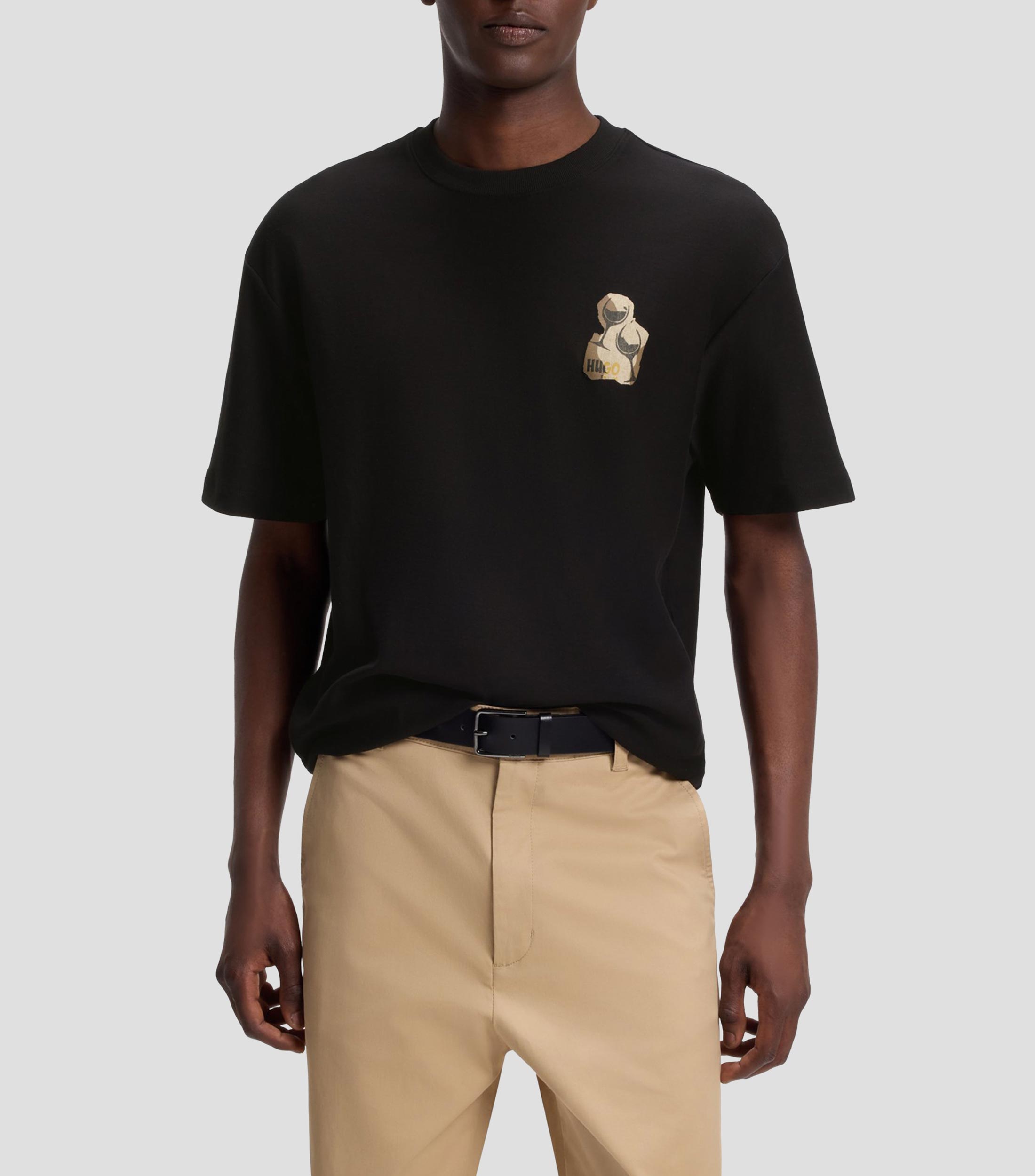 Playera de algodón de corte relaxed con estampado artístico Hombre