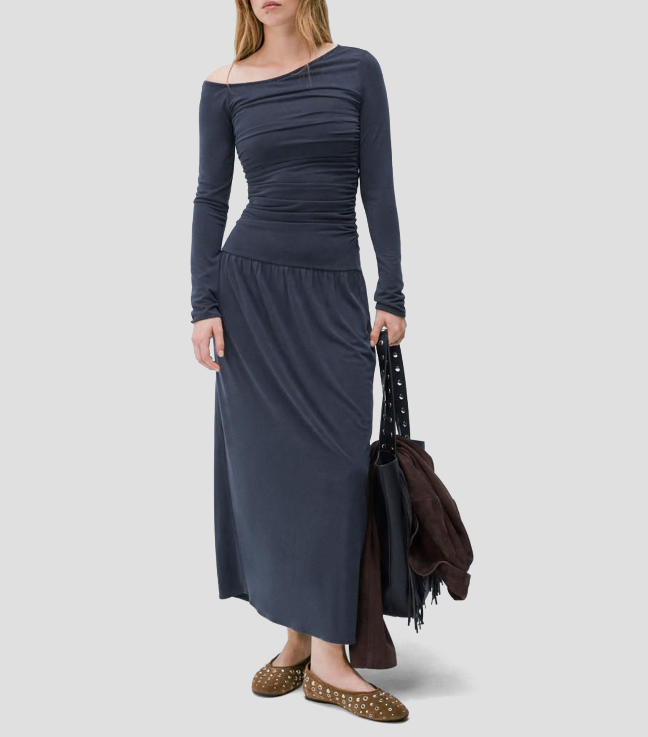 Vestido largo manga larga liso Mujer