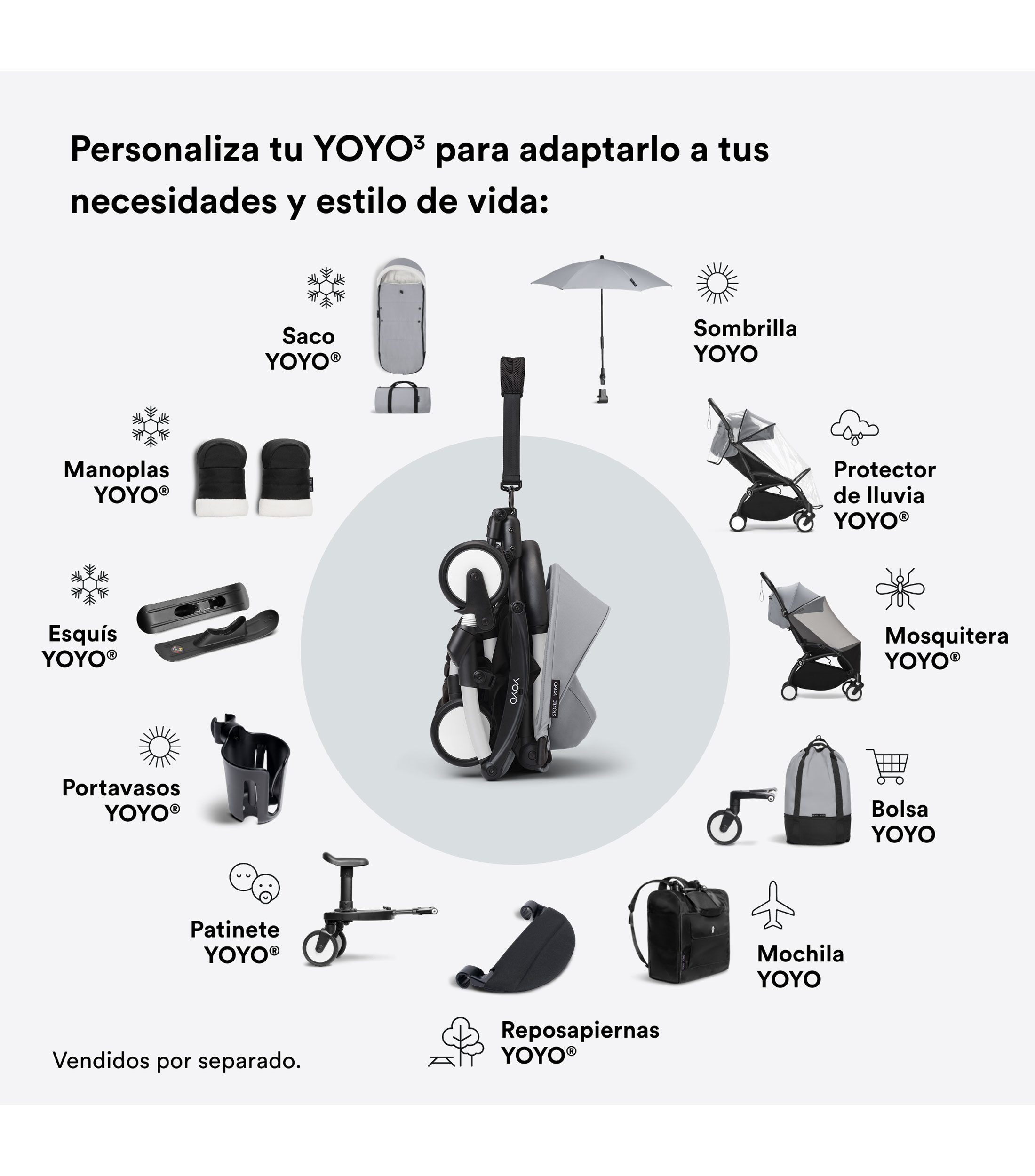 Asiento 6 Color Pack Stokke YOYO 3, Gris