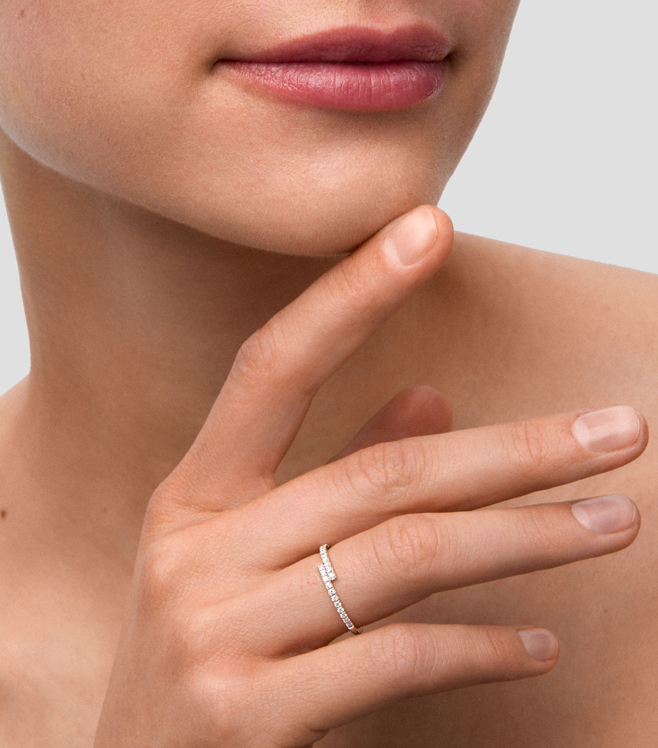 Anillo en Oro blanco de 18 Kilates Tú y Yo con diamantes Mujer