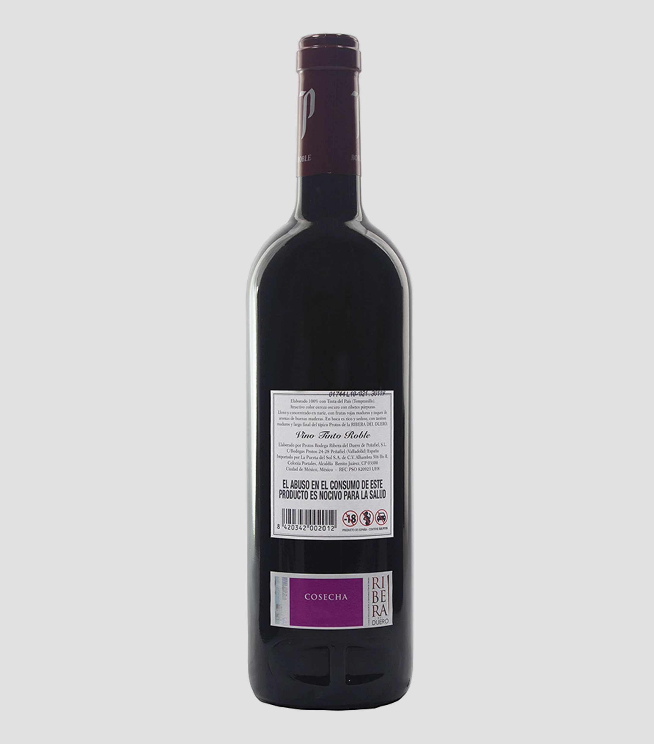 Vino Tinto Tempranillo Roble, 750 ml