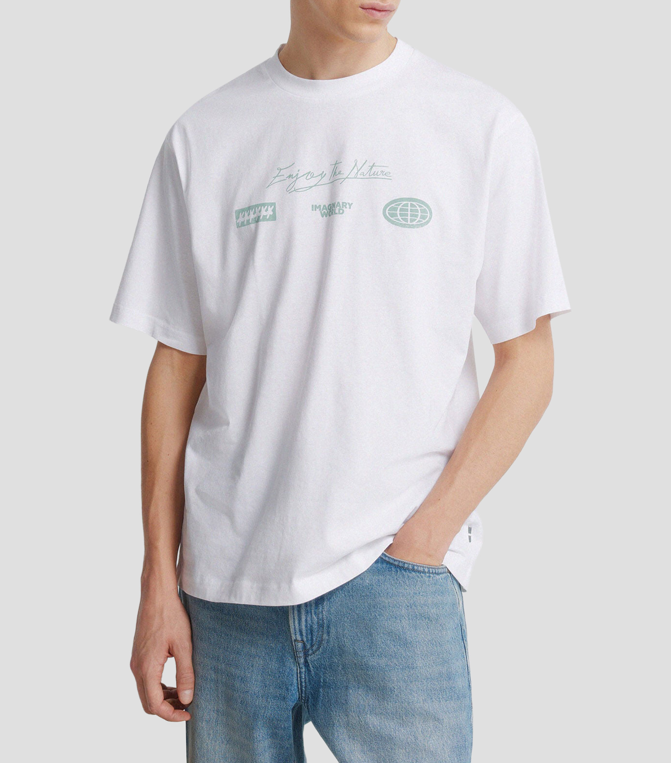Playera cuello redondo manga corta con estampado Hombre