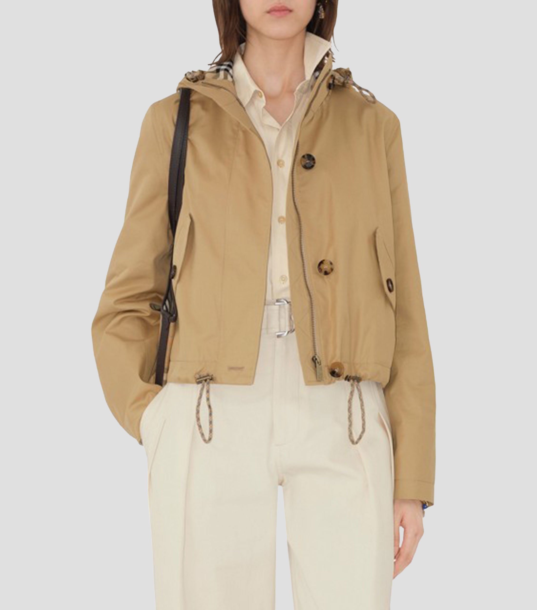 Gabardina corta con cierre Mujer