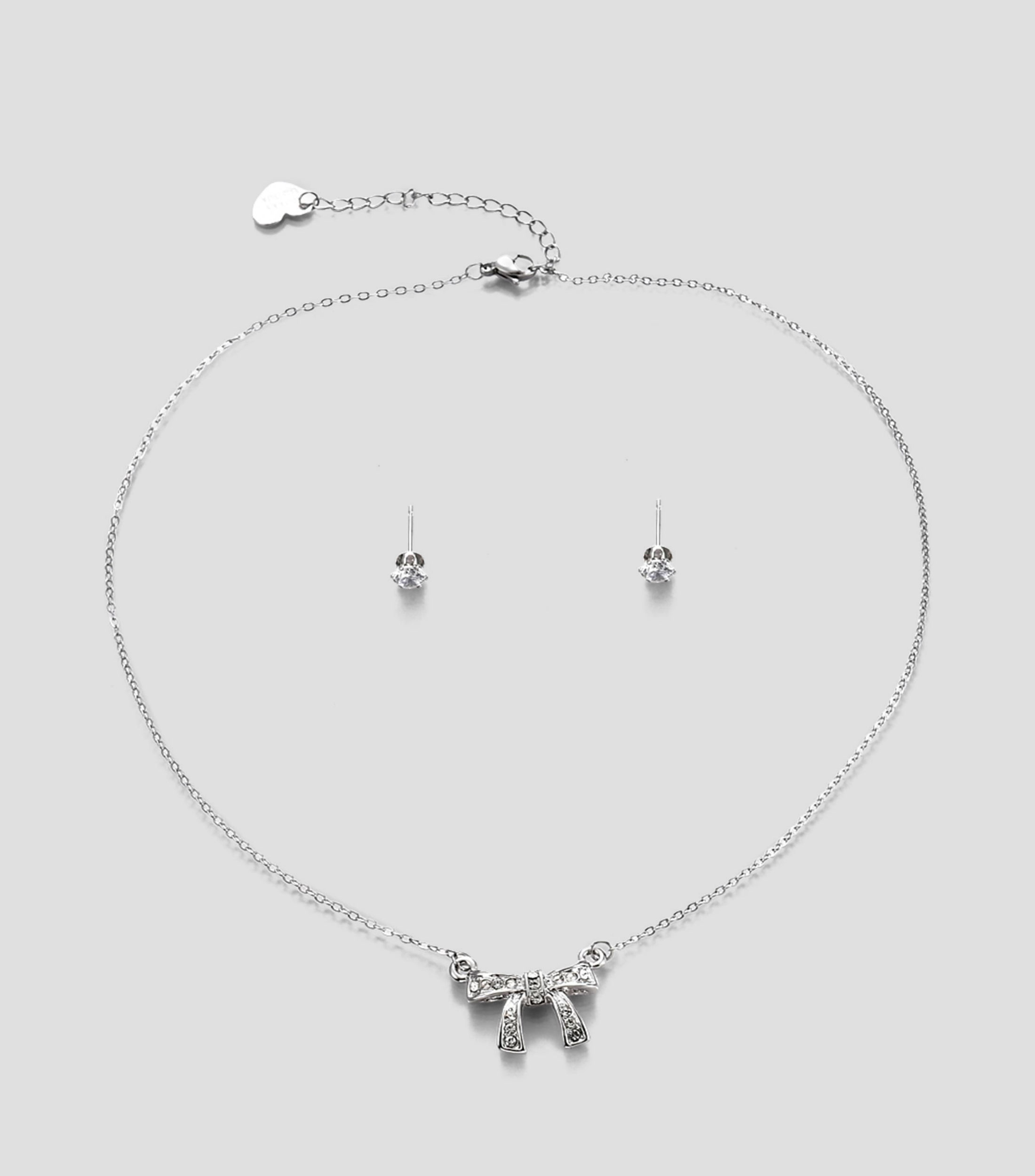Set de collar y aretes en forma de moño Mujer
